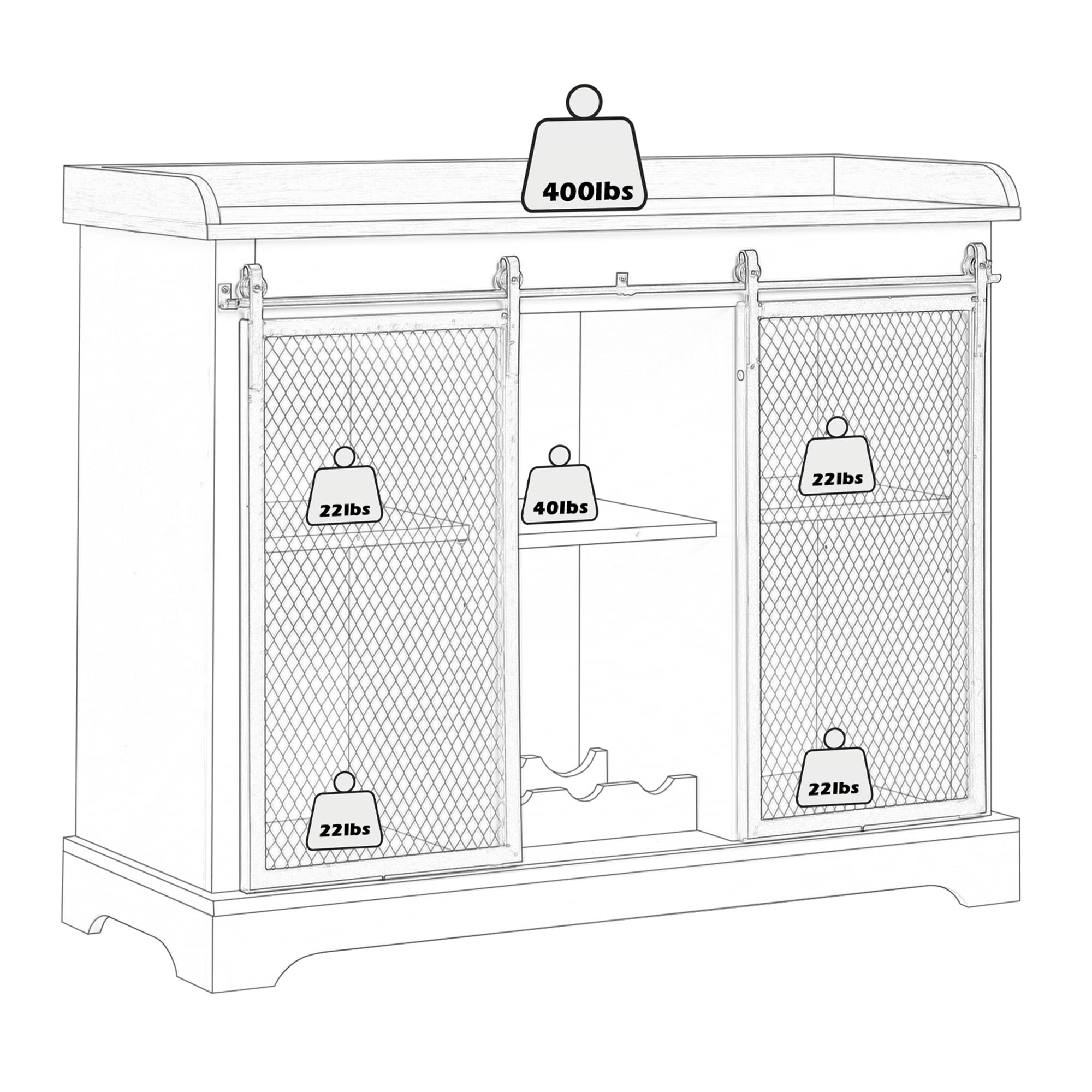 Buy Coffee Bar Sliding Barn Door Kitchen Sideboard Buffet
