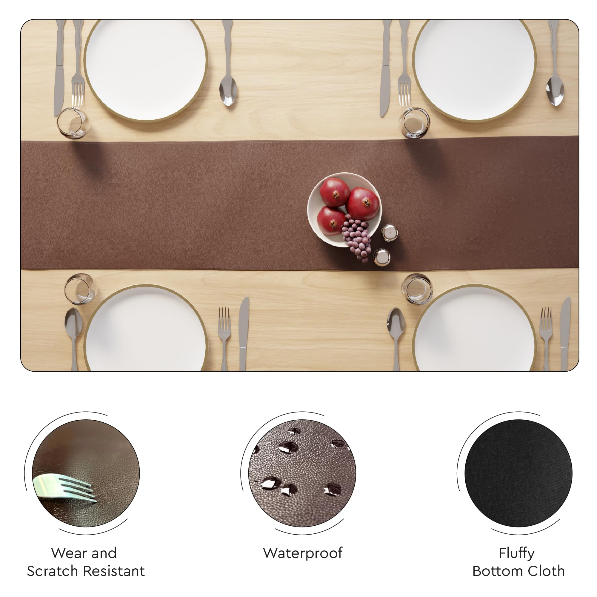 Encasa XO Faux Leather Table Runner - Waterproof & Durable -6 Encasa XO Faux Leather Table Runner - Waterproof & Durable -6