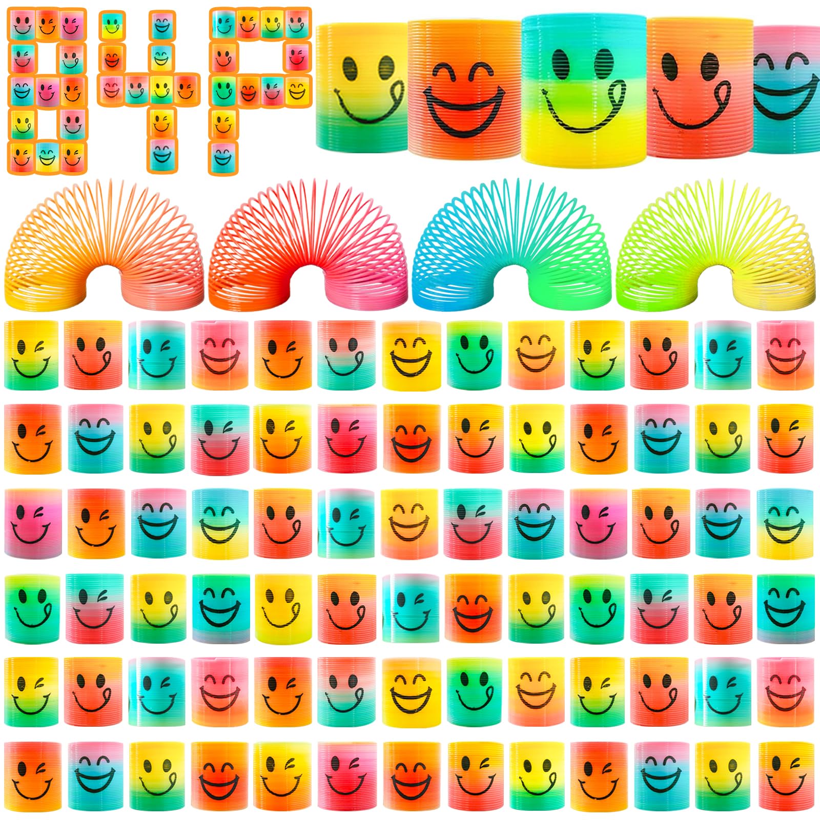 84 Pack Mini Spring Party Favors for Kids 3-5 4-8,Magic Rainbow Coil Toys