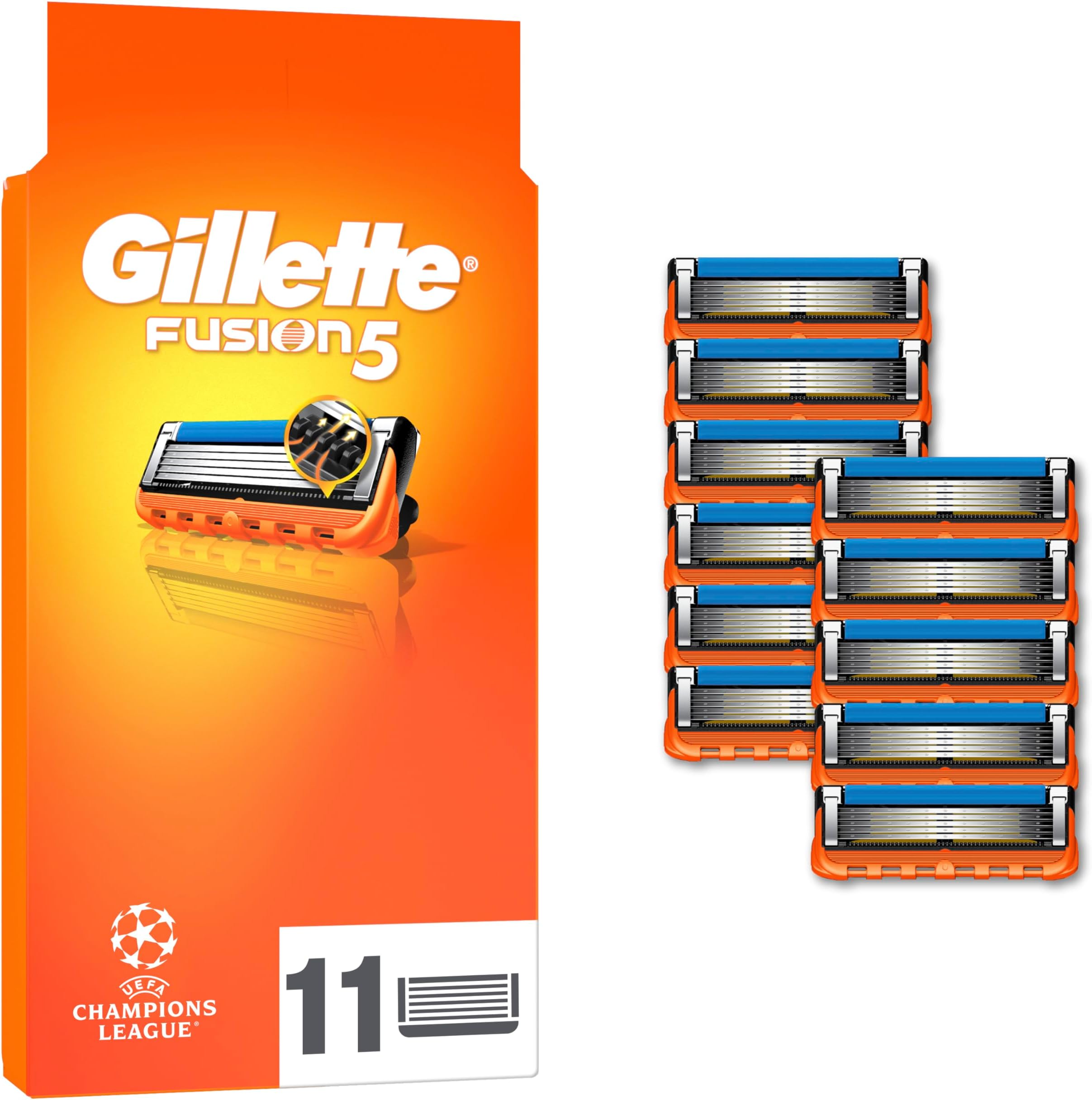 Fusion5 Blades, Men's Shaving Refills Pack of 11, Precision Trimmer, Anti-Friction Razor