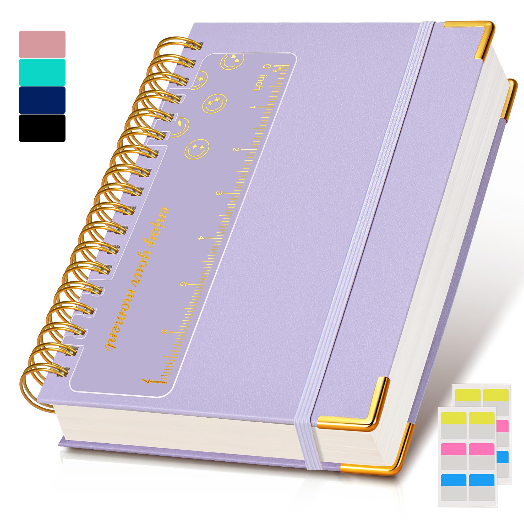 Spiral Notebook Journal 5.75” x 8.38”, 300 Pages Hardcover Leather Lined Journals for Women Men, A5 Small College Ruled Notebooks with 100 GSM Thick