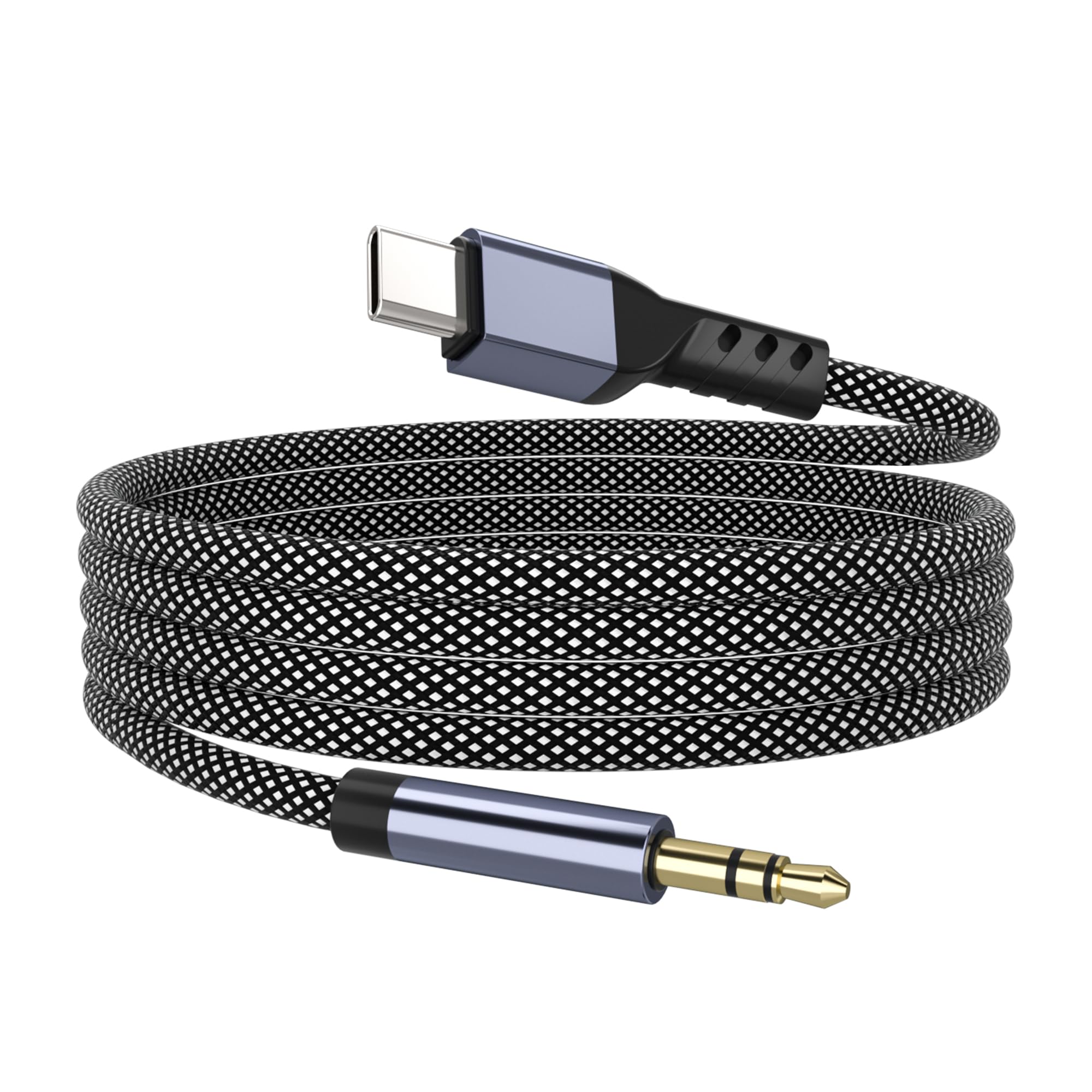 YISH Kabel USB C do 3.5mm Audio Jack 1M：Typ C do 3.5mm Nylon, USBC do Aux Headphone Stereo Cord Car Kompatybilny z iPhone 16 Pro Max/15 Pro Max Plus Samsung Galaxy S24/S23 Ultra Pixel iPad Pro