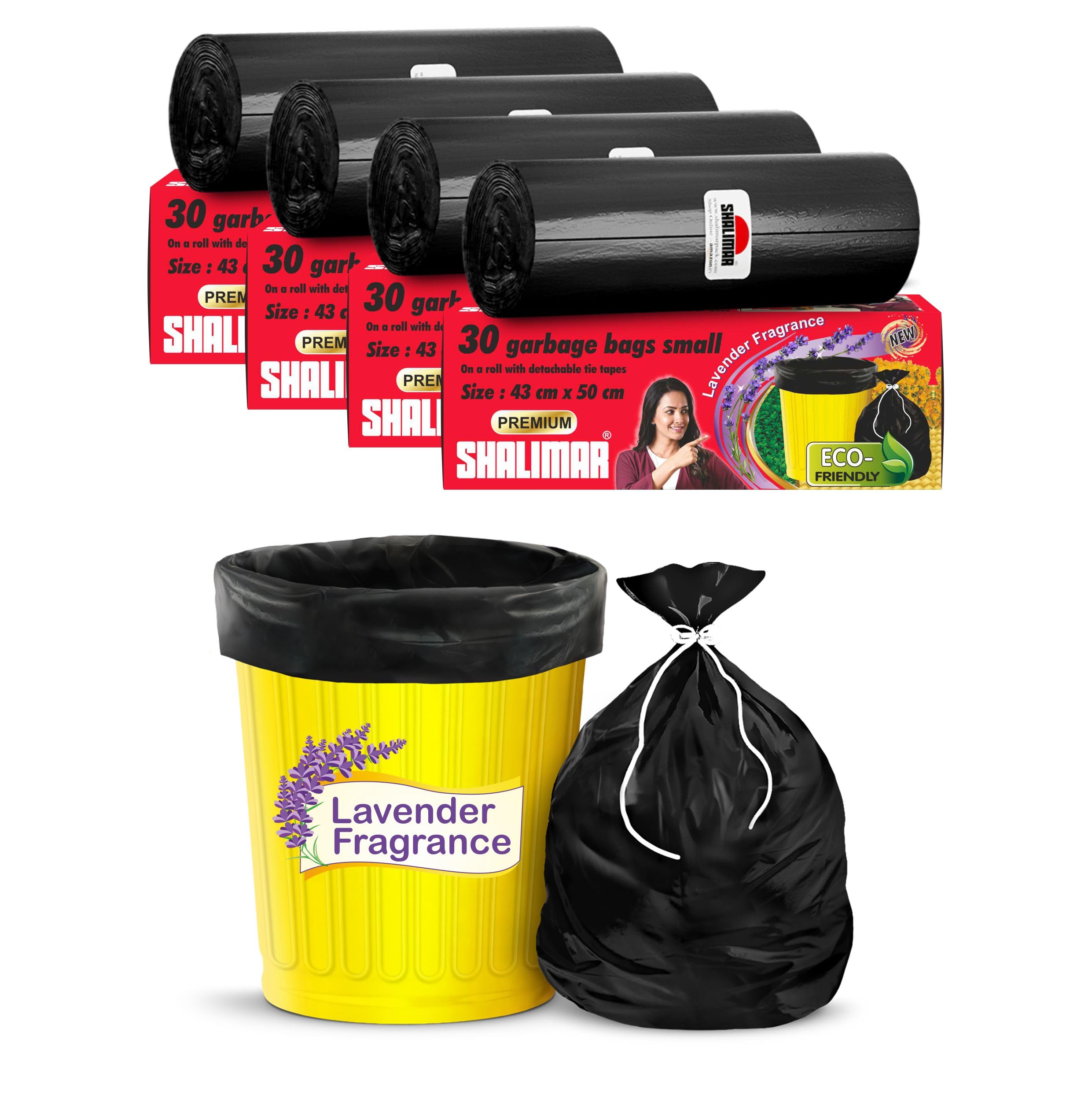 Premium (Lavender Fragrance) Scented Garbage Bags | Small 17 X 19 Inches | 120 Bags (30 Bags X 4 Rolls) | Dustbin Bag/Trash Bag | (Black) - Perforated Box for Easy Dispensing