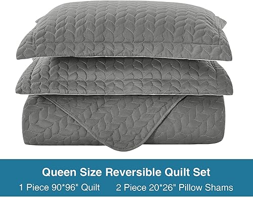 Miniatura 4 de BYSURE Juego de ropa de cama para todas las estaciones (Queen, blanco), colcha de microfibra con patrón trenzado, colcha ligera con 2 fundas de