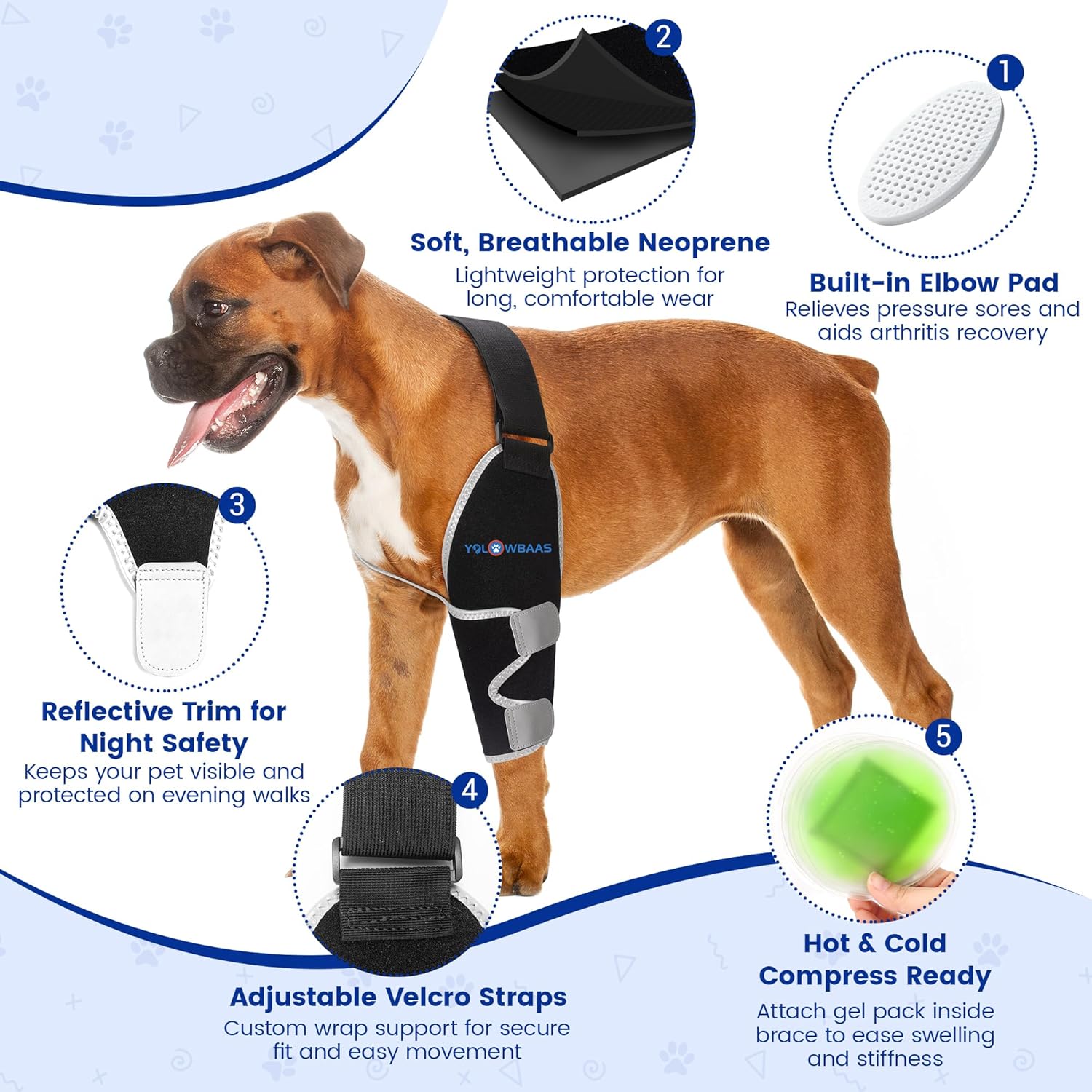 Dog Leg Brace for Osteoarthritis with Hot/Cold Compress, Dog Elbow Pads for Calluses, Dog Elbow Callus Protector – Lightweight Neoprene Joint Support for Canine Post-Surgery(Left Leg,XL)