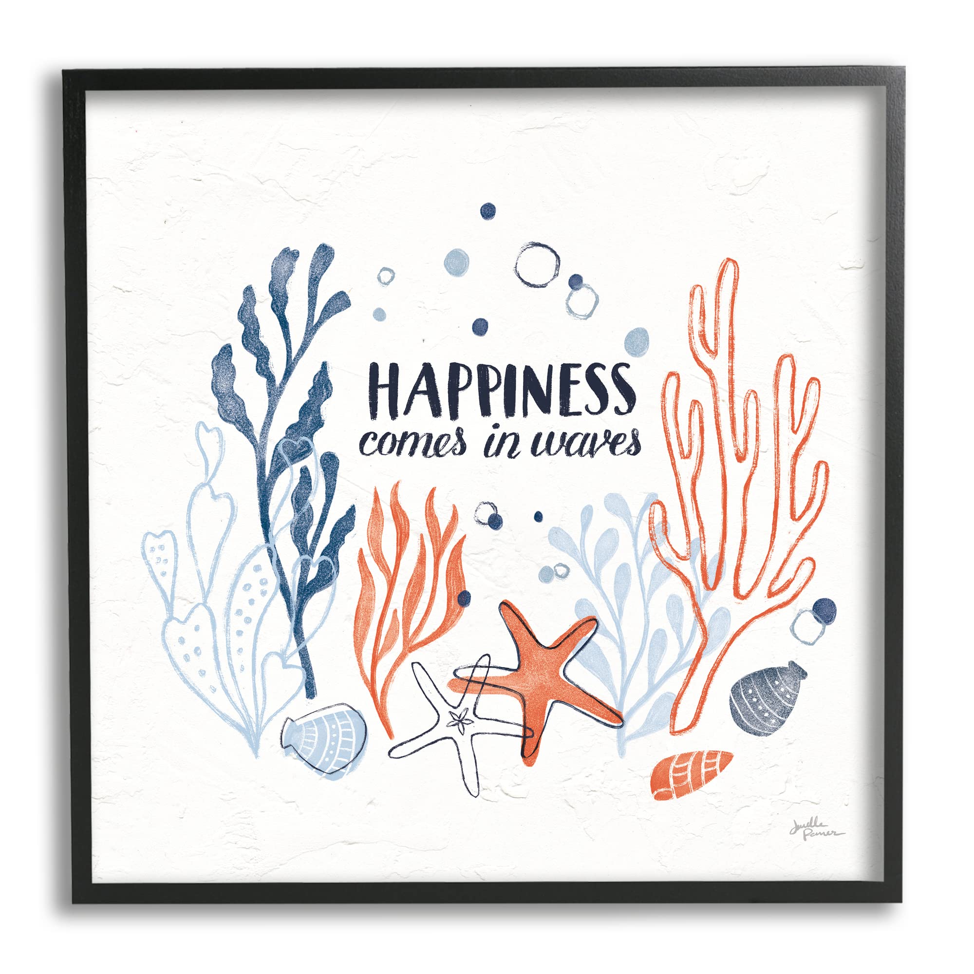Stupell IndustriesHappiness Comes In Waves Sea Life Framed Wall Art, Design by Janelle Penner