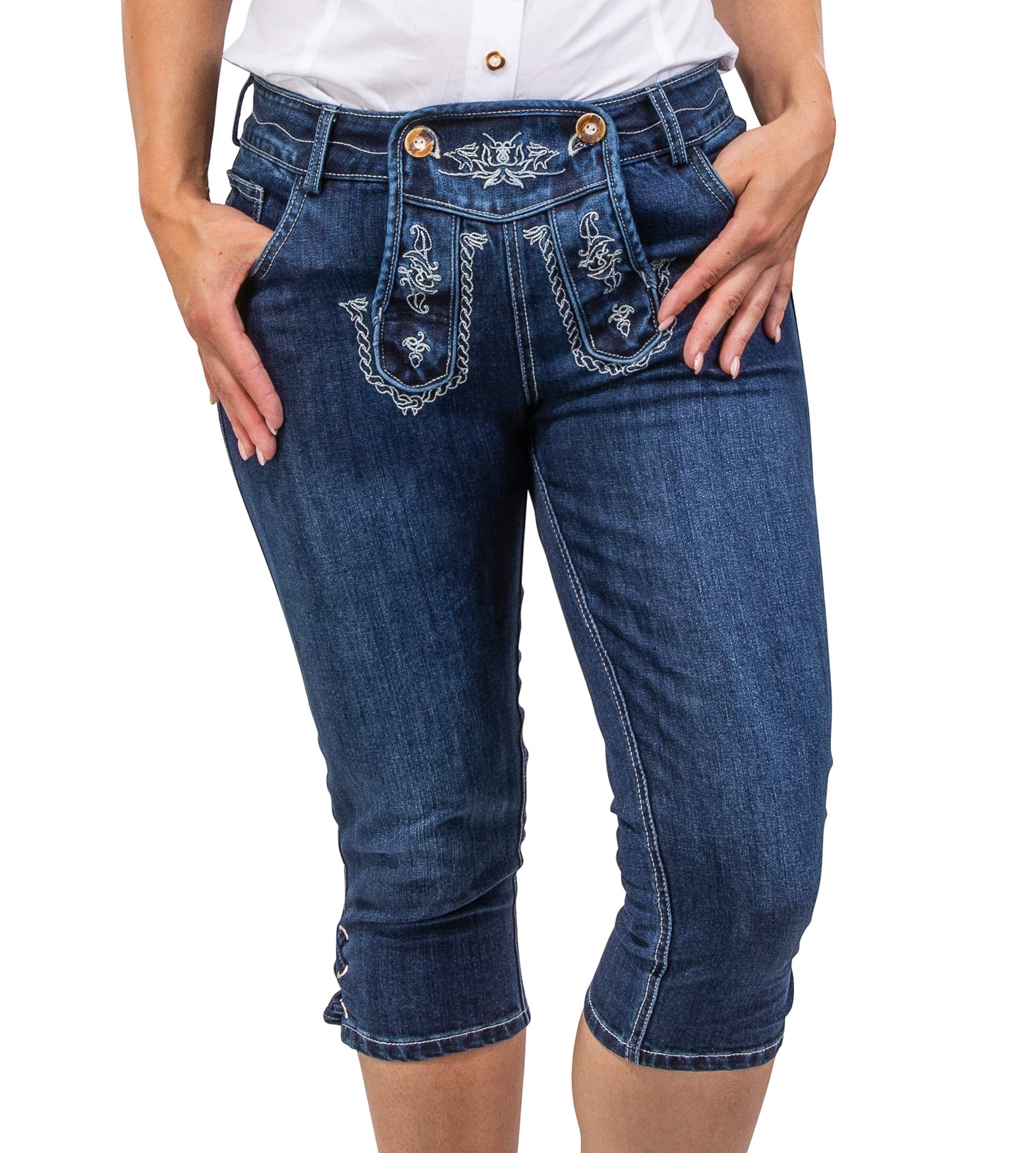 Capri Trachtenjeans Valerie - Damen Jeans Lederhose Stretch - Schöneberger Trachtenhose V