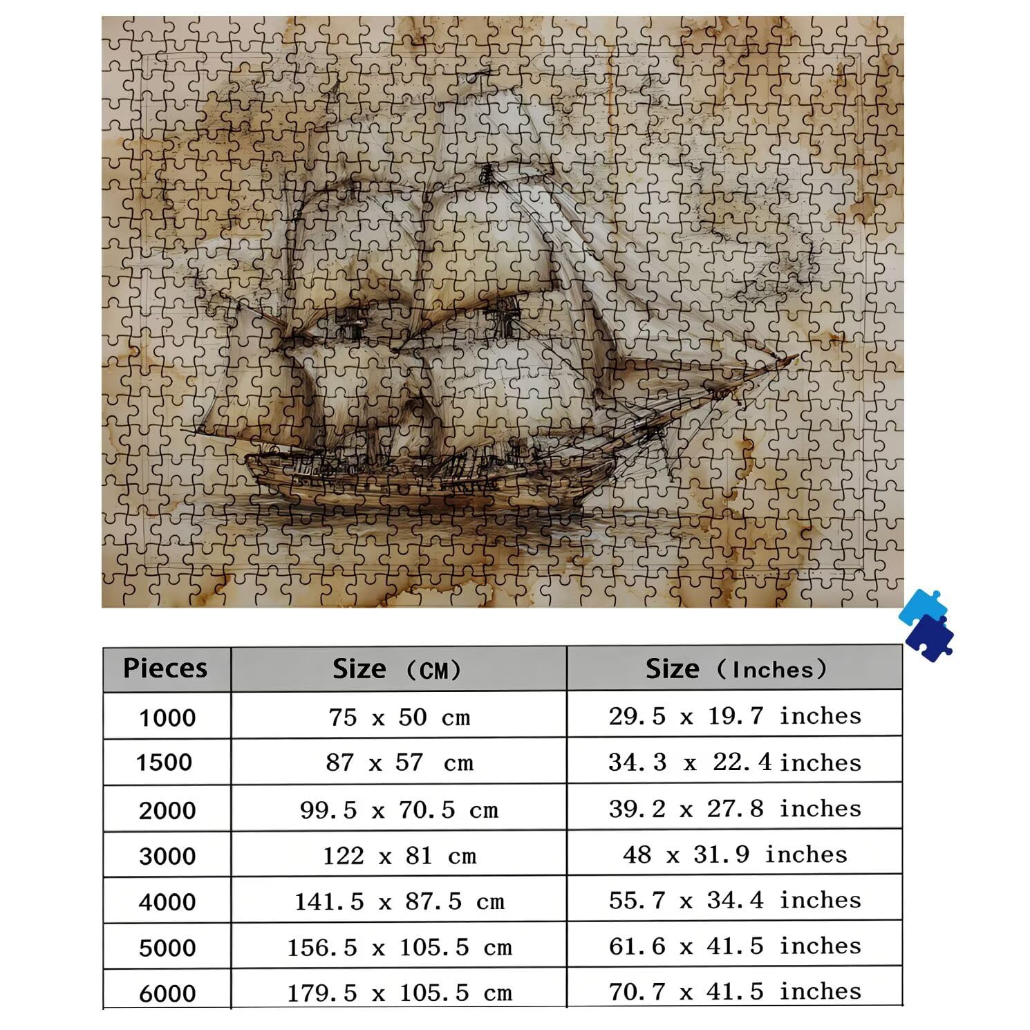 Bote Mapa Puzzle 5000 Piezas Adultos, Rompecabezas con Letras en la Parte Posterior - Piezas Que Encajan Perfectamente, Reto de Concentración, Regalo para Mujer y Decor Hogar, 156.5 x 105.5 cm w0-93
