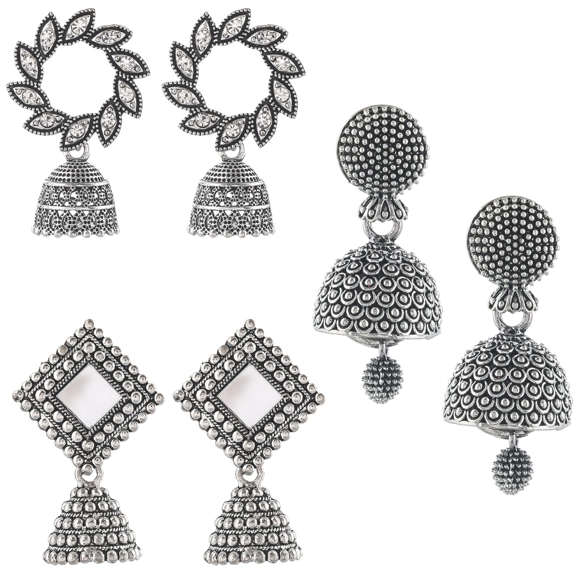 Yotog Stylish Silver Oxidised Combo Ethnic Small Jhumki/Jhumka Earrings for Women and Girls - 3 Pairs (B0BHYRR6KM) Amazon Price History, Amazon Price Tracker
