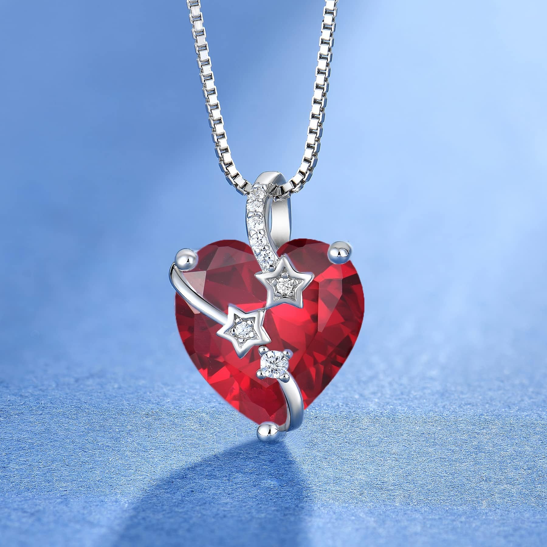 starchenie Collane Donna Argento Sterlina 925 Cuore e delle stelle Zirconi Collane Ciondolo Gioielli Regalo