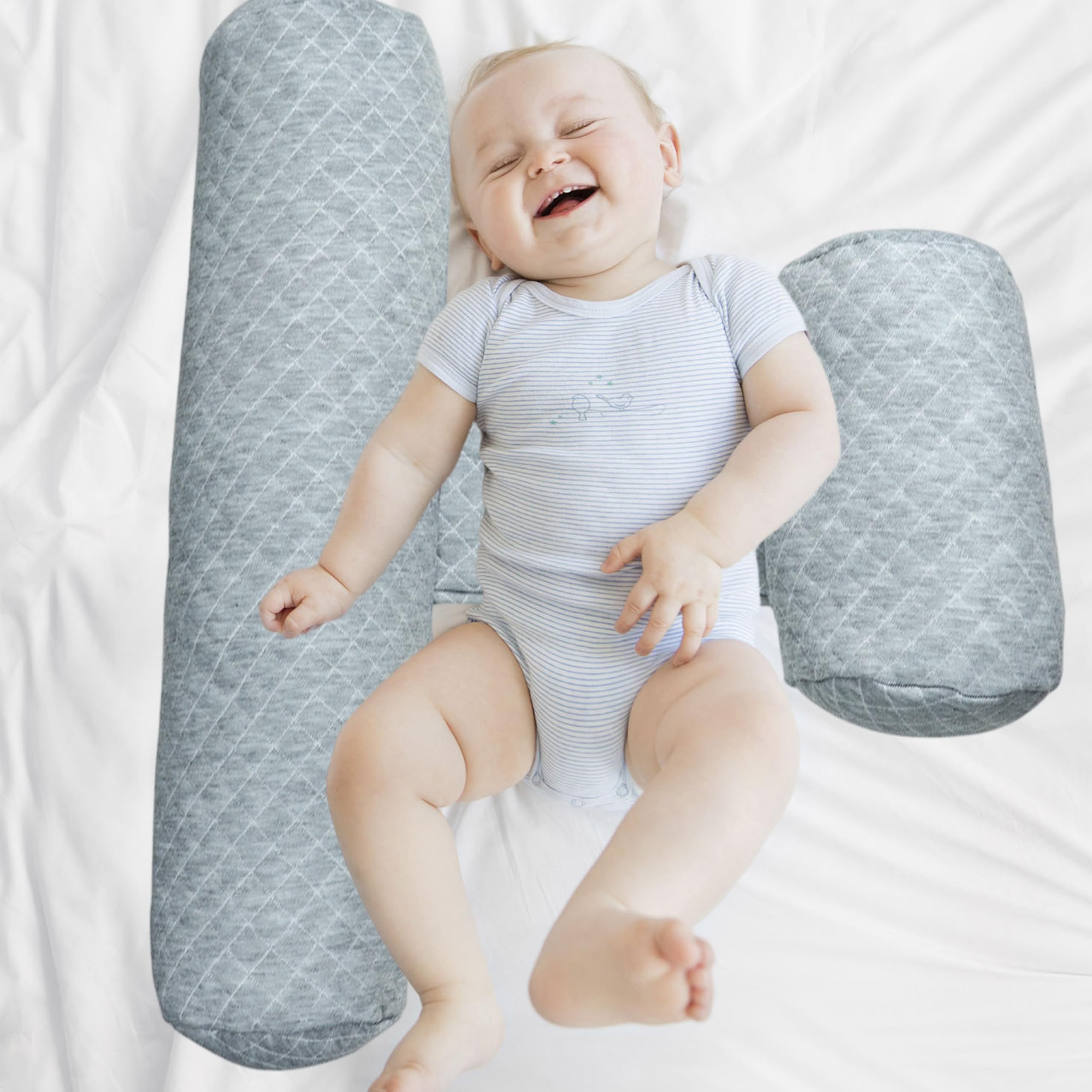 Oreiller Anti-Reflux, 1 Oreiller Anti-roulis pour bébé, Reflux réglable avec Tissu Frais et Respirant, 7, 87 à 9, 45 Pouces, positionneur de Corps Gris