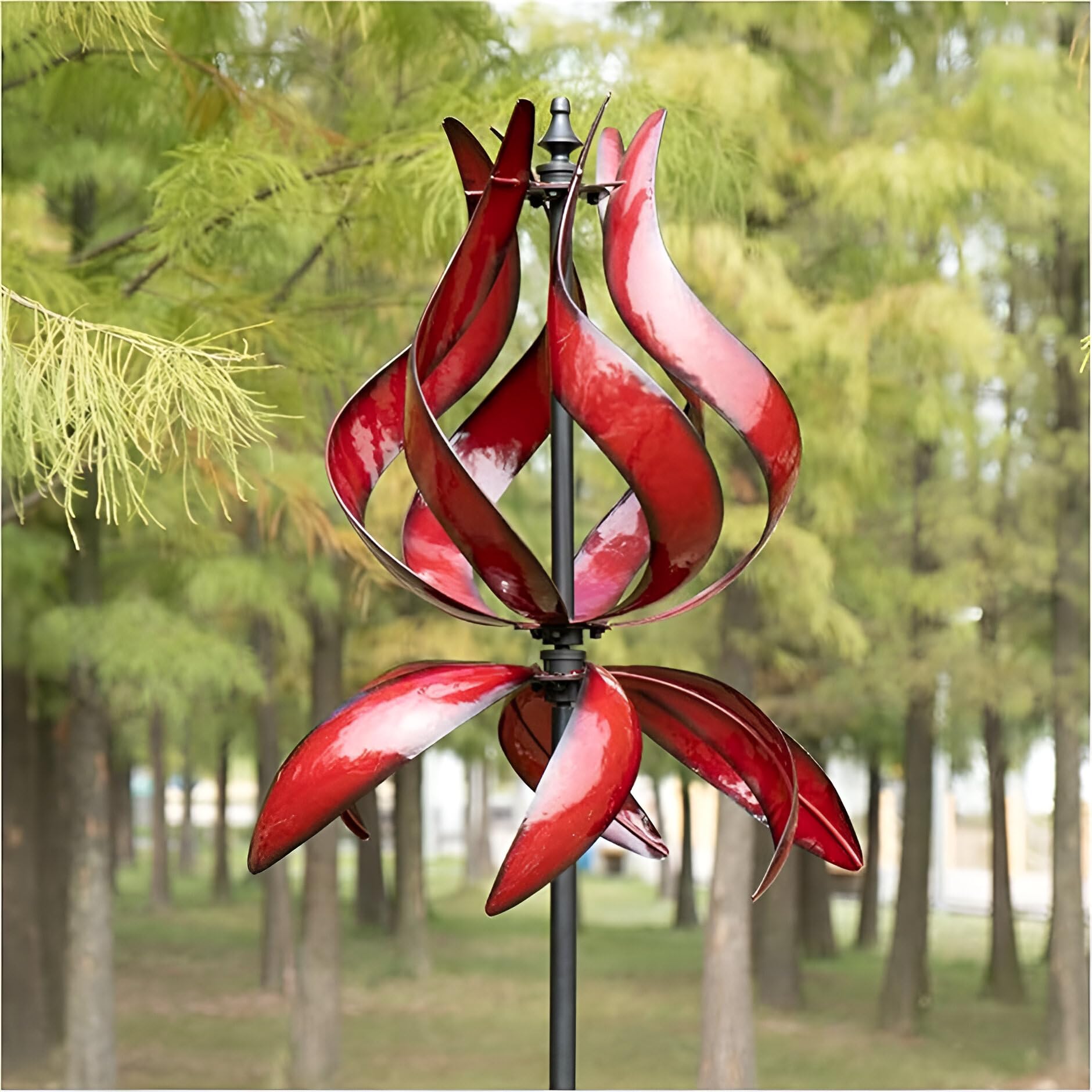 Primrose Metal Flutter Bulb Kinetic Wind Spinner in Red 65cm