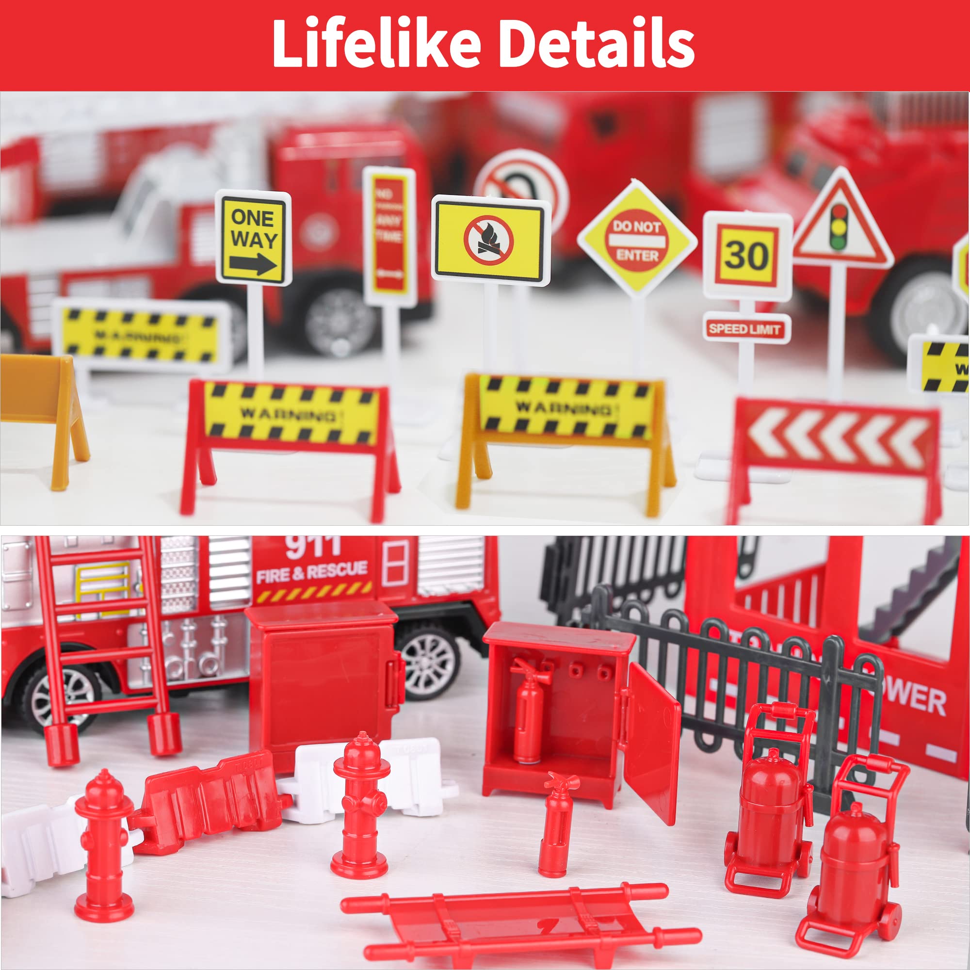 iPlay, iLearn Kids Fire Trucks Toy, Boys Firefighter Play Vehicles