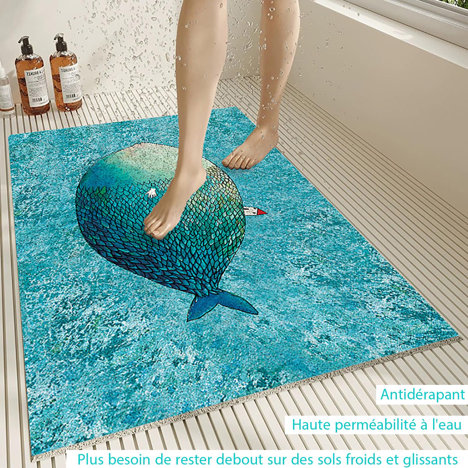 Pevfeciy Tapis de Douche antidérapant 75x100 cm Tapis Baignoire de Style Moderne en PVC Doux et Confortable avec Trous de Drainage, Haute perméabilité à l'eau, adapté aux Zones humides Pevfeciy Tapis de Douche antidérapant 75x100 cm Tapis Baignoire de Style Moderne en PVC Doux et Confortable avec Trous de Drainage, Haute perméabilité à l'eau, adapté aux Zones humides