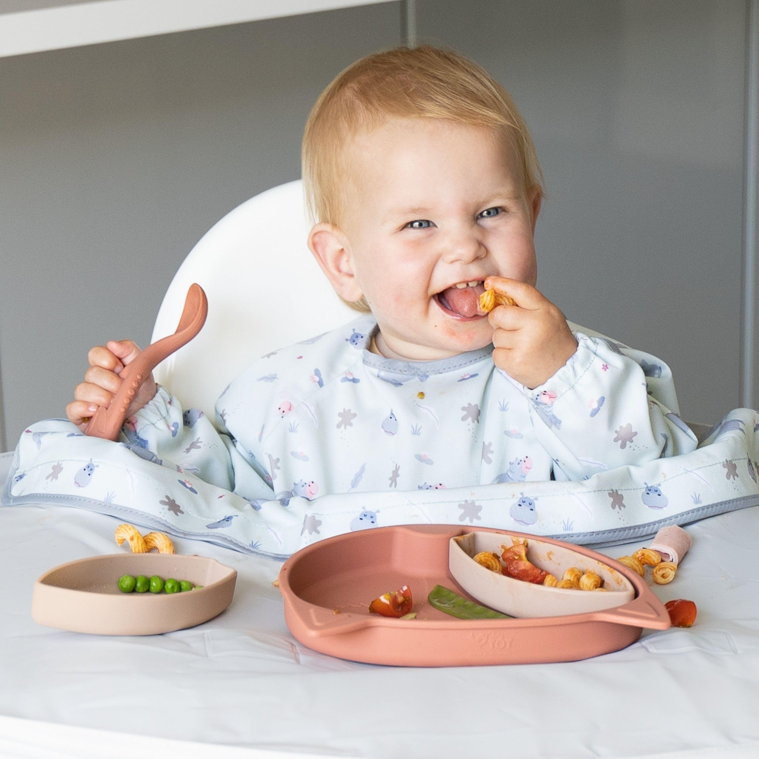 Tidy Tot Bavaglini per l'alimentazione del bambino con maniche Bavaglino a maniche lunghe Vestibilità regolabile Bavaglino per lo svezzamento (6m-2 anni) (confezione da 2)