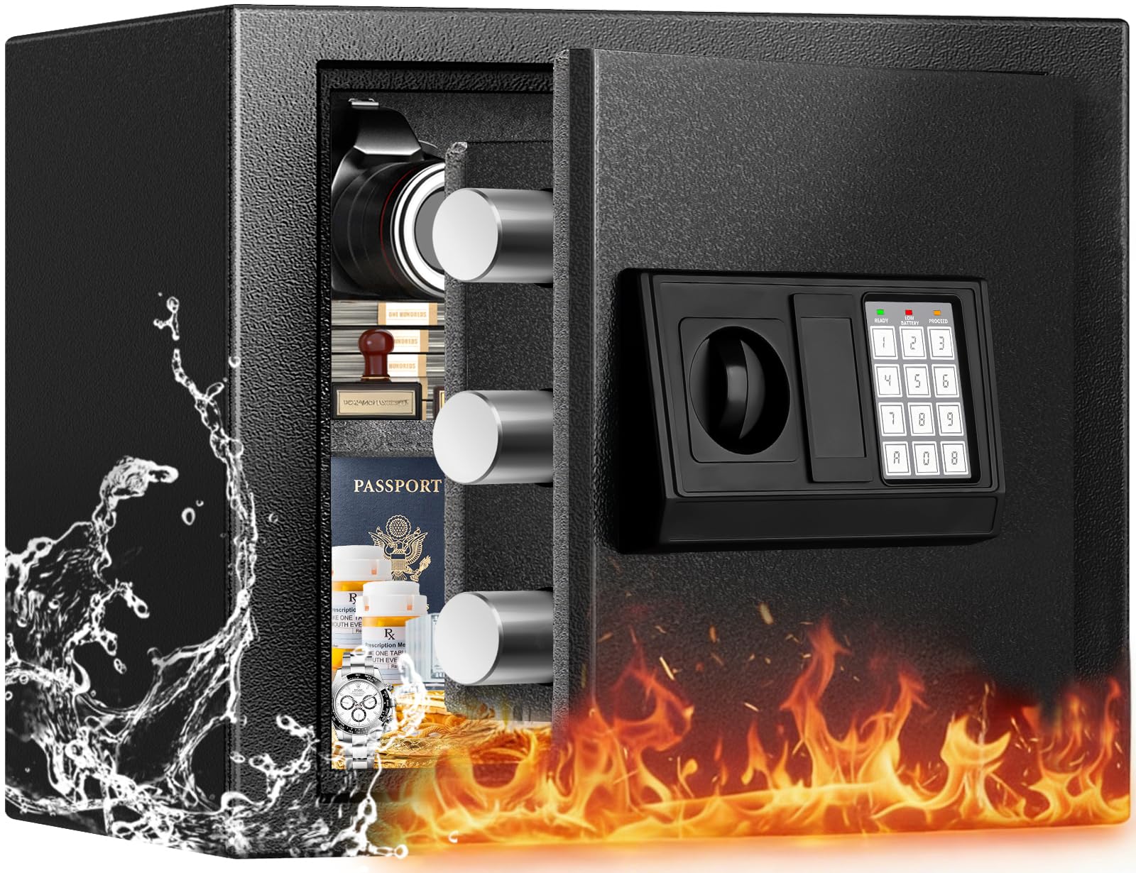 [𝟑𝟓-𝐌𝐢𝐧 𝟏𝟕𝟎𝟎°𝐅] Fireproof Safe for Home, 1.3 Cuft Home Safe