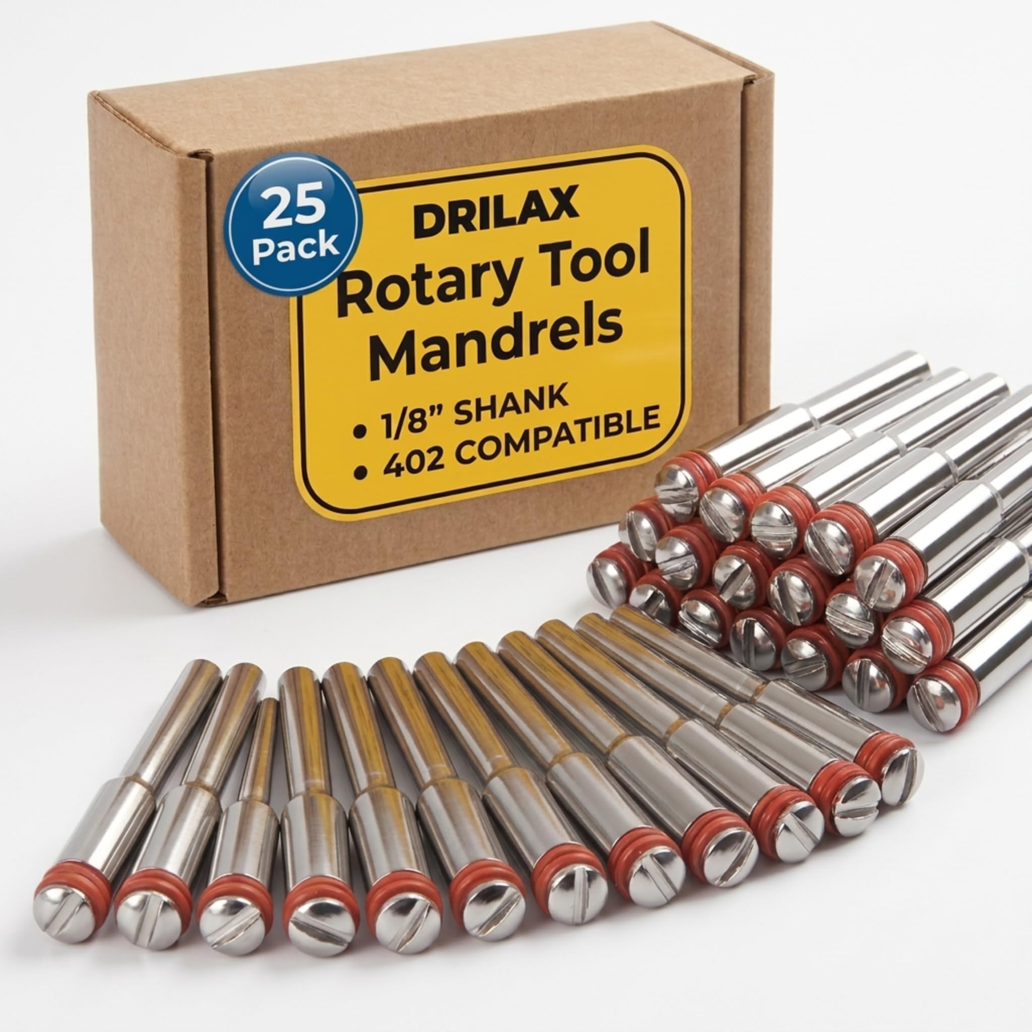 Drilax 25-Pc Rotary Tool Mandrels with 1/8