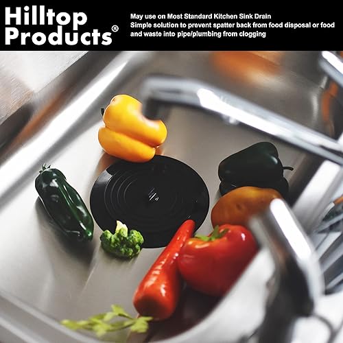 Miniatura 3 de Juego de 2 tapones para fregadero de cocina y bañera de 6 pulgadas, color negro y gris, para drenaje estándar de fregadero de cocina y desagüe de