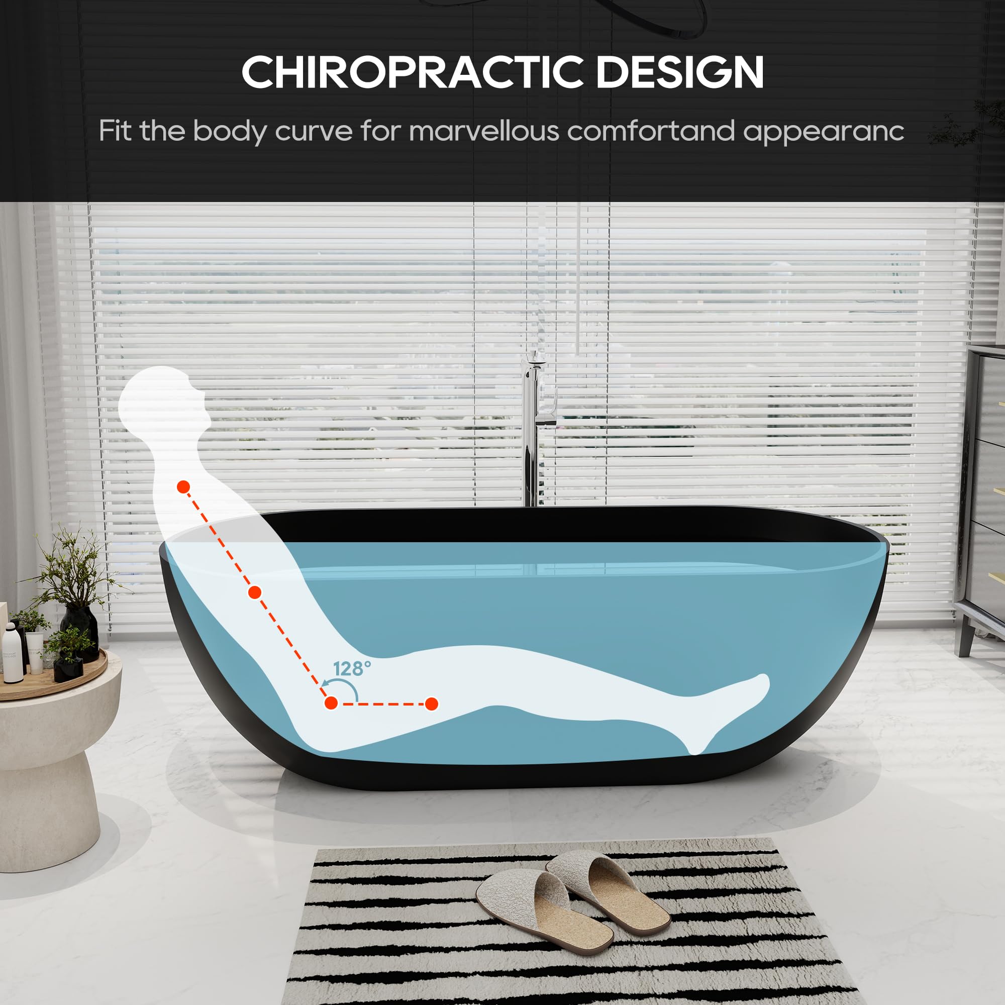 Best Freestanding Tub 2026: 5 Soaking Tubs Compared 1 SJSTARJANE SJ STAR&JANE 69' Solid Surface Freestanding Bathtub Oval Stone Resin — product photo