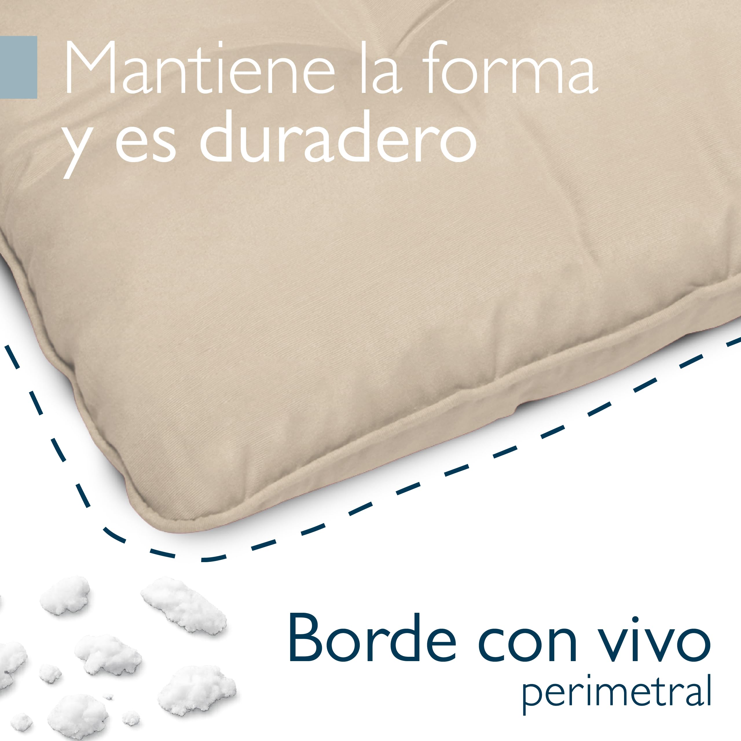Beautissu Cojín para Muebles de jardín o Mimbre - Acolchado Lounge de sillas de Exterior Resistente al Agua - 50x50x10 cm - Natural