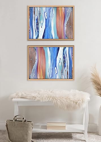 Miniatura 4 de Kate and Laurel Blake Coastal Currents - Arte de pared de vidrio impreso enmarcado por Xizhou Xie, 18 x 24 pulgadas, natural, arte abstracto moderno