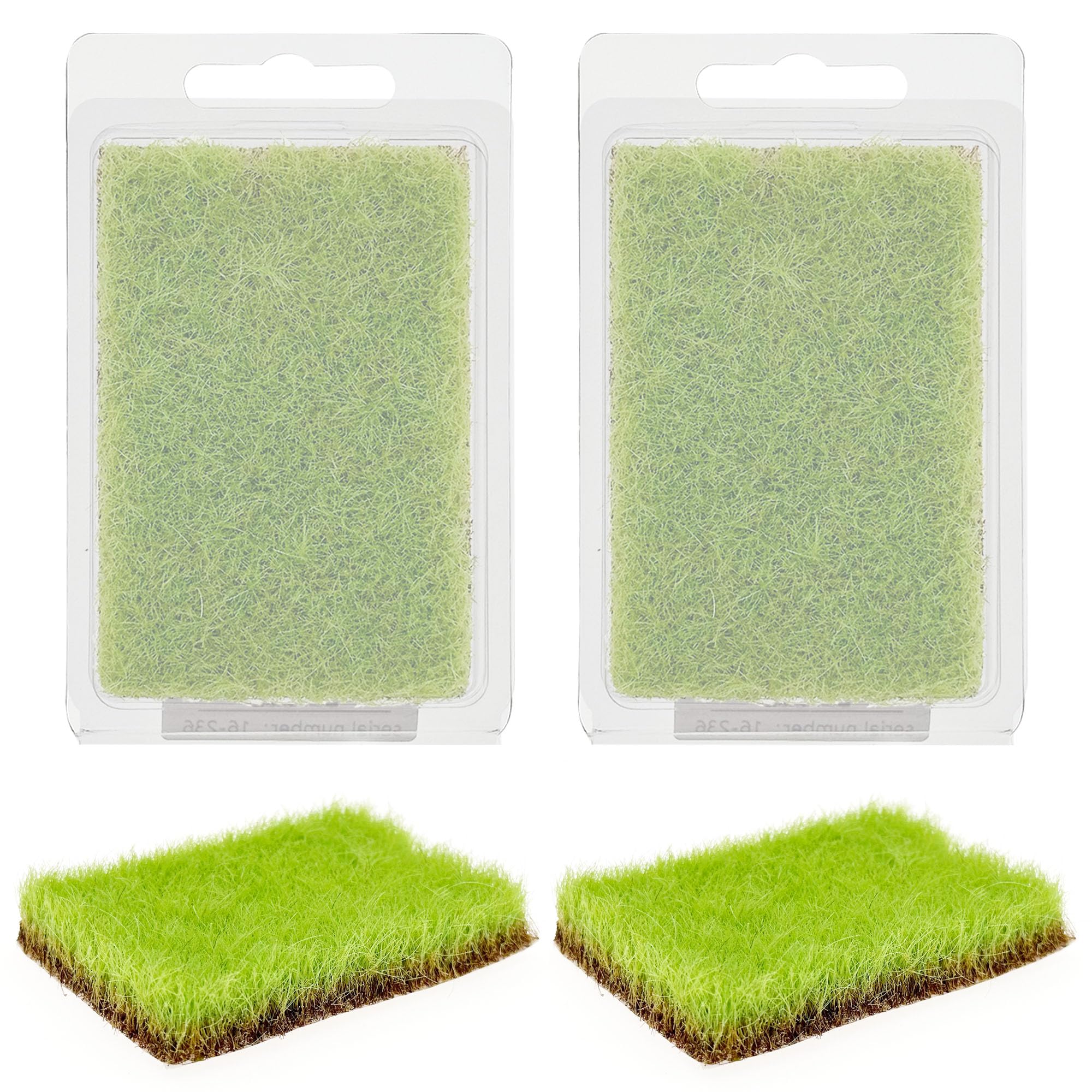 Woohome 2 PCS Static Grass Tuft Railway Artificial Grass for Train Scenery, Railway Landscape, Military Sand Table DIY, Light Green โ image 1