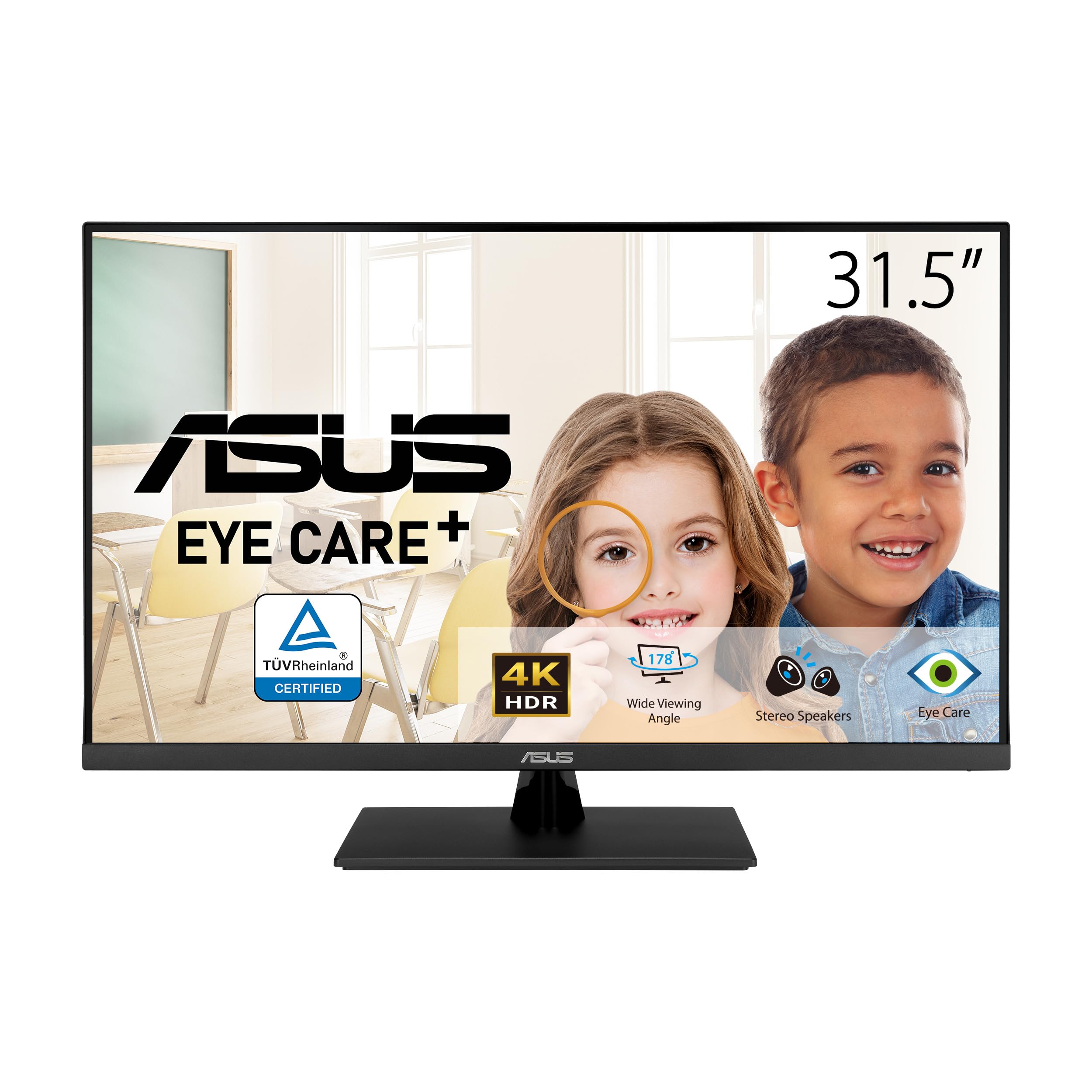 ASUS VP327Q - Monitor Eye Care de 31,5", 4K UHD (3840 x 2160), 99% sRGB, HDR-10, Adaptive-Sync, DisplayPort, HDMI, antiparpadeo, Filtro de luz Azul, montable en Pared