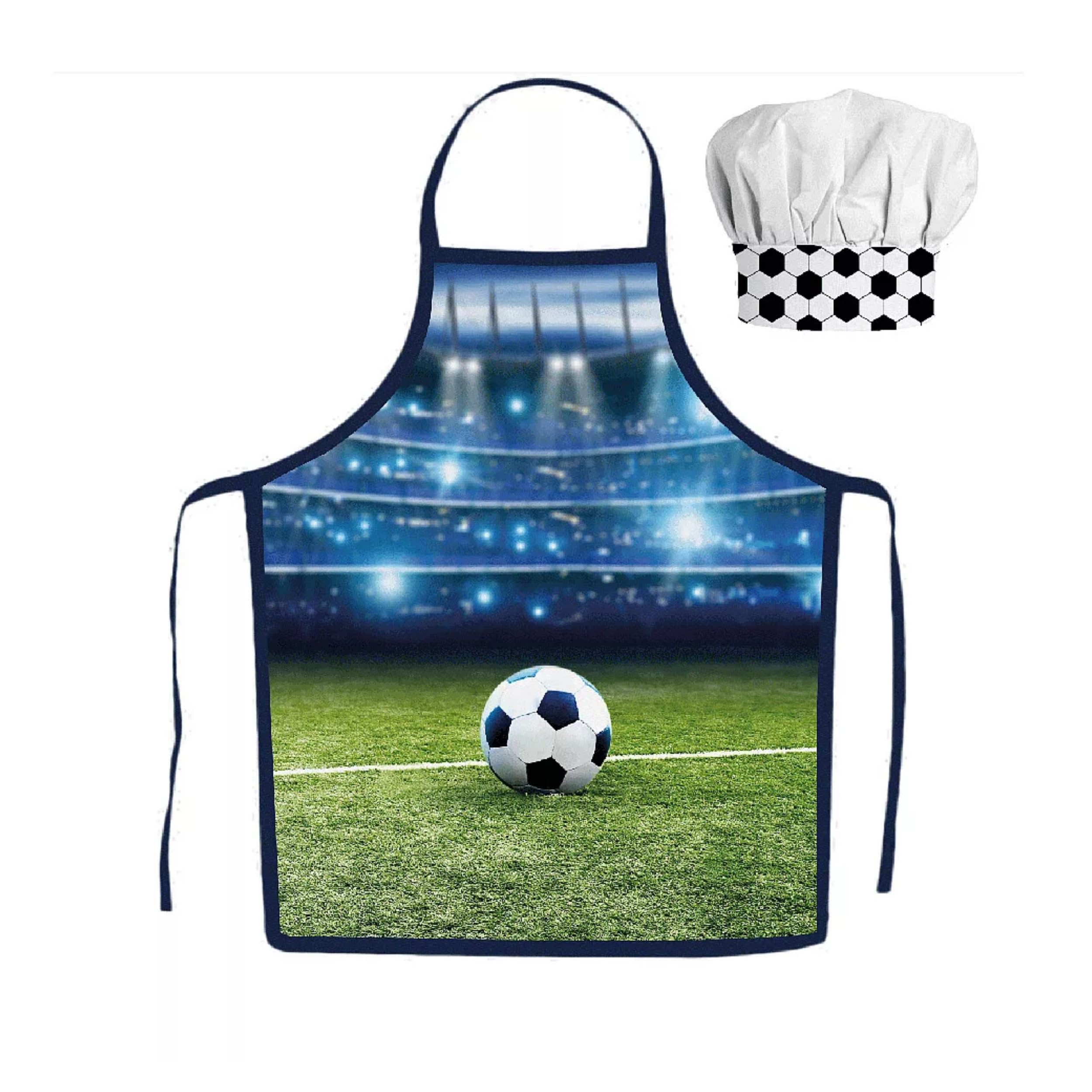 damaloo Football Children's Cooking Apron Boys 3 to 8 Years - Children's Cooking Apron with Hat - Baking Apron with Adjustable Children's Chef Hat - Children's Cooking Aprons Set - Chef Costume Apron