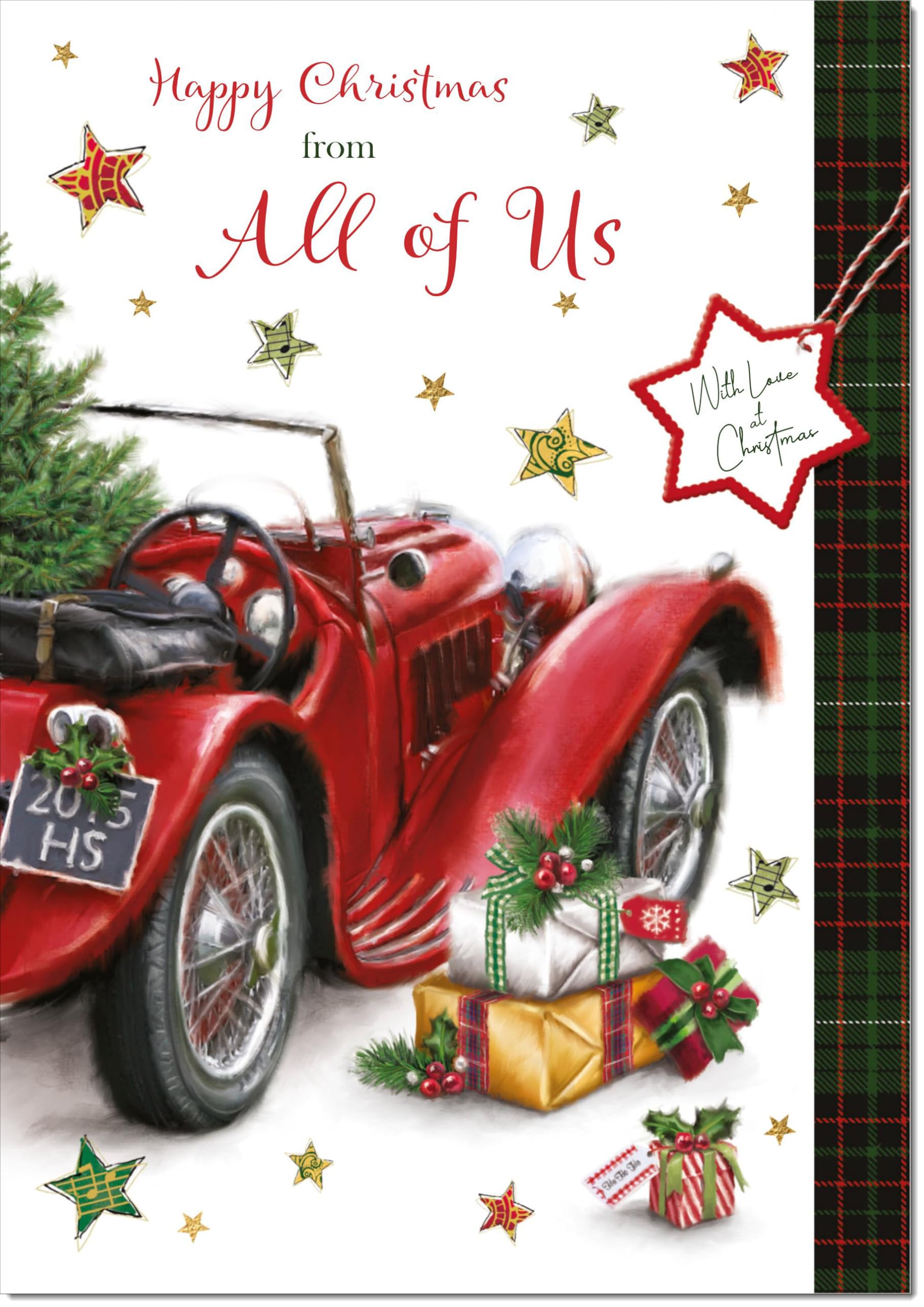 doodlecards From All Of Us Christmas Card Red Vintage Car Large A4 Size Christmas Card for From All Of Us with Plain Envelope — image 1