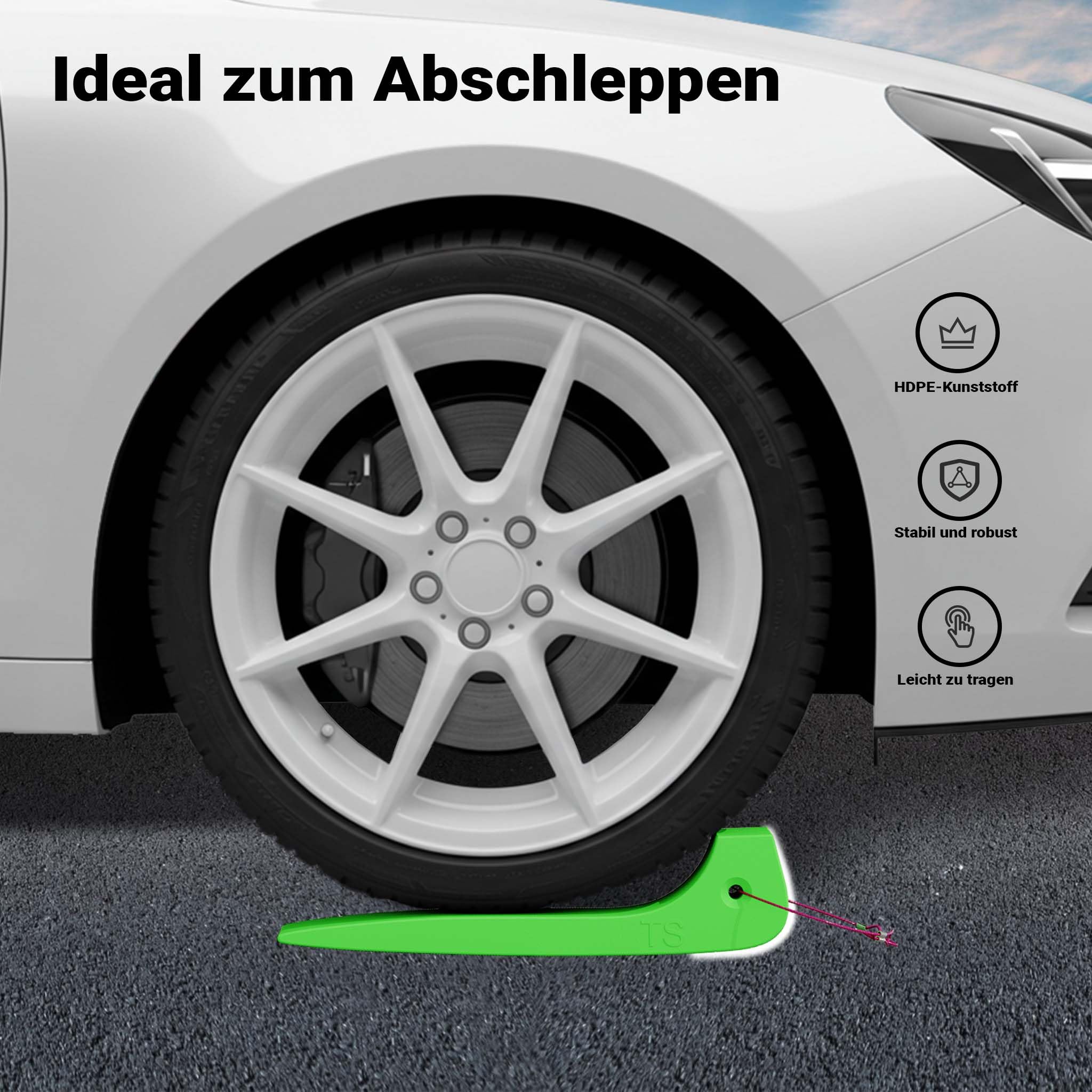 Wiltec Gleitkeile 4er Set, Ladehilfe für Abschleppdienst bis 1814 kg pro Keil, Auffahrkeile aus HDPE, perfekt für Abschleppwagen, Autotransporter, Verladerampe