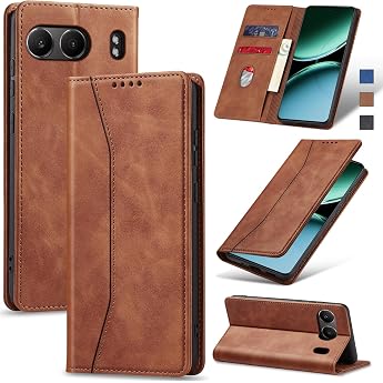Jasonyu Phone Case for OnePlus Nord 4 PU Leather Flip Flip Case Brown