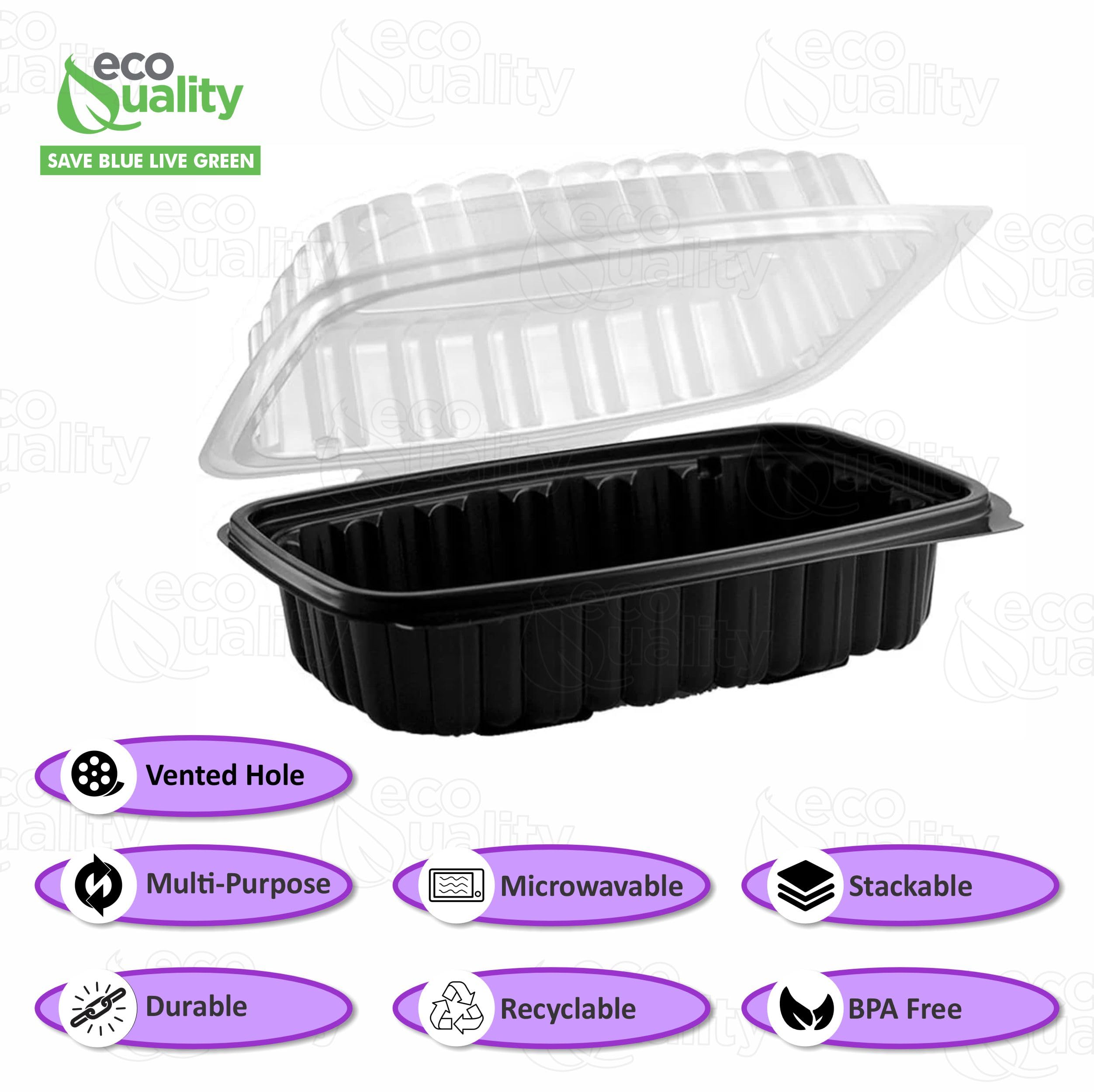 Amazon.com: EcoQuality 26oz Hinged 9x6x3 Inch Black Clamshell