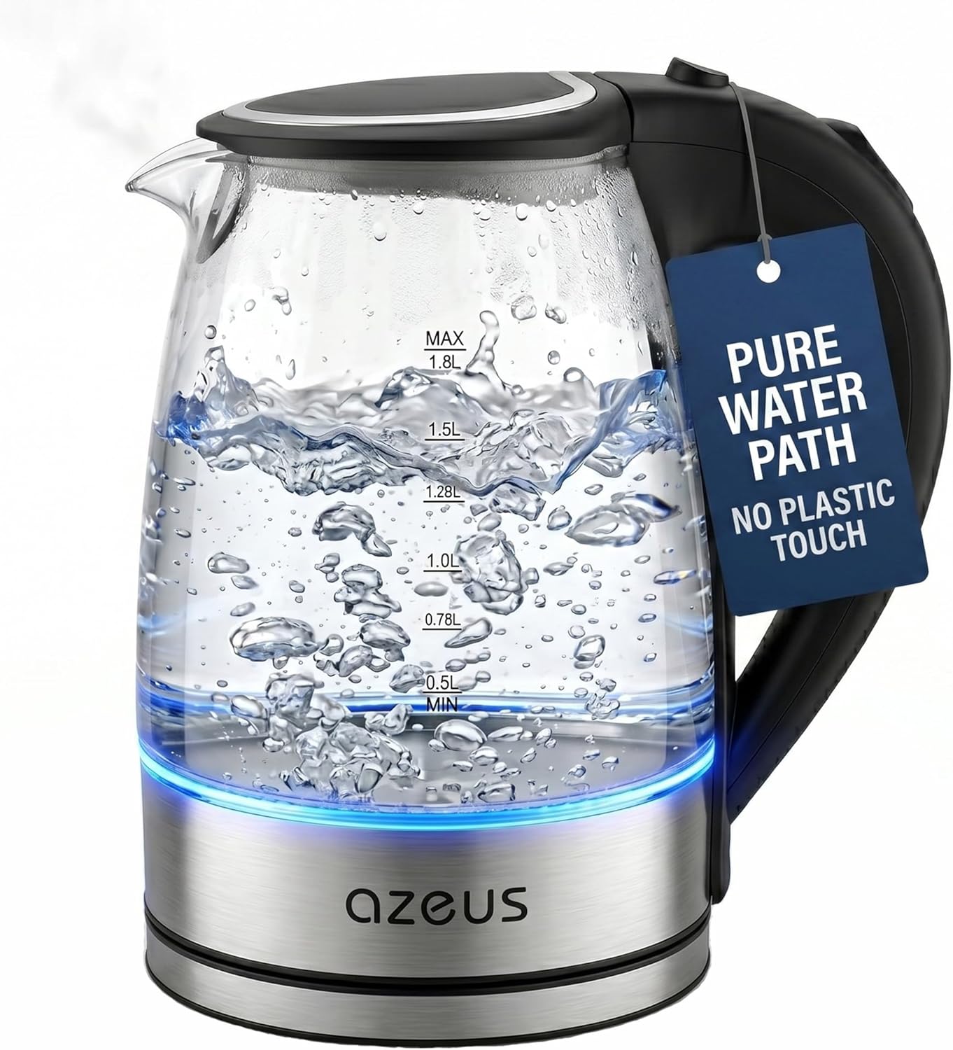 Azeus 1.8L Electric Kettle CX-817 – Fast Boil, Auto Shut-Off, Boil-Dry Protection, 360° Swivel Base – Stainless Steel Water Boiler for Tea, Coffee, and Hot Water