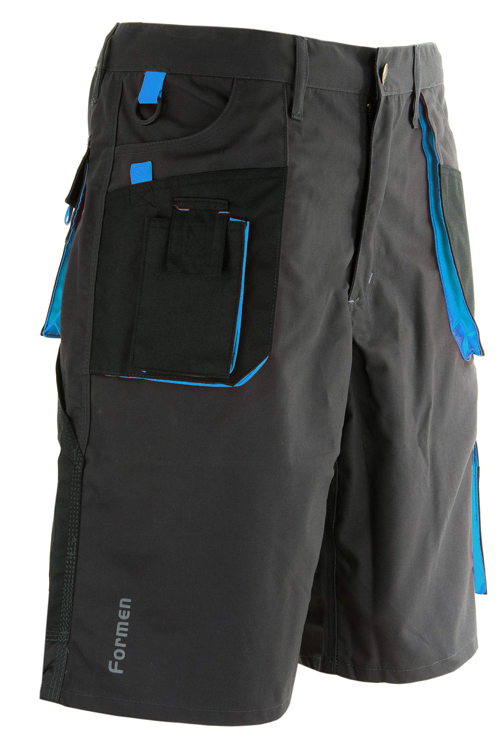 REIS Pantalón Corto para Hombre, 270g/m², 65% poliéster 35% algodón, Negro-Azul, Talla: S