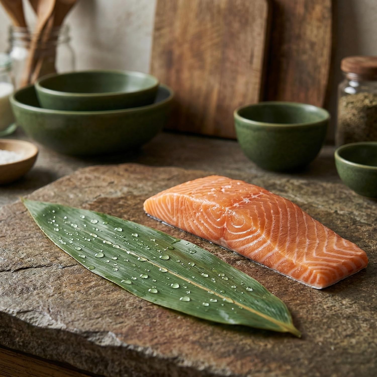 100Pcs Sushi Bamboo Leaf Natural Banana Leaves Fresh Vacuum Bamboo Leave for Sushi Sashimi Plate Decoration Food Mat Green Grass Zongzi Wrapping Japanese Plating 8.26x2.36 Inch