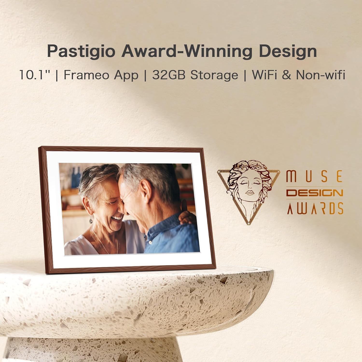 Digital Picture Frame, 10.1'' Frameo Digital Frame Wifi, 32GB Memory, 1280*800 HD Touch Screen Digital Photo Frame, Wall Mountable, Share Instantly, Birthday Gifts for Women, Mom Gift, Chocolate Brown A-10.1'' Chocolate Brown 32GB