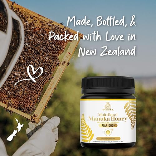 Miniatura 5 de Miel de manuka multifloral de Nueva Zelanda, (8.8 oz250 g) 1000 x potencia con antioxidantes UAF1000+, apoyo inmunológico, piel más joven, ayuda a
