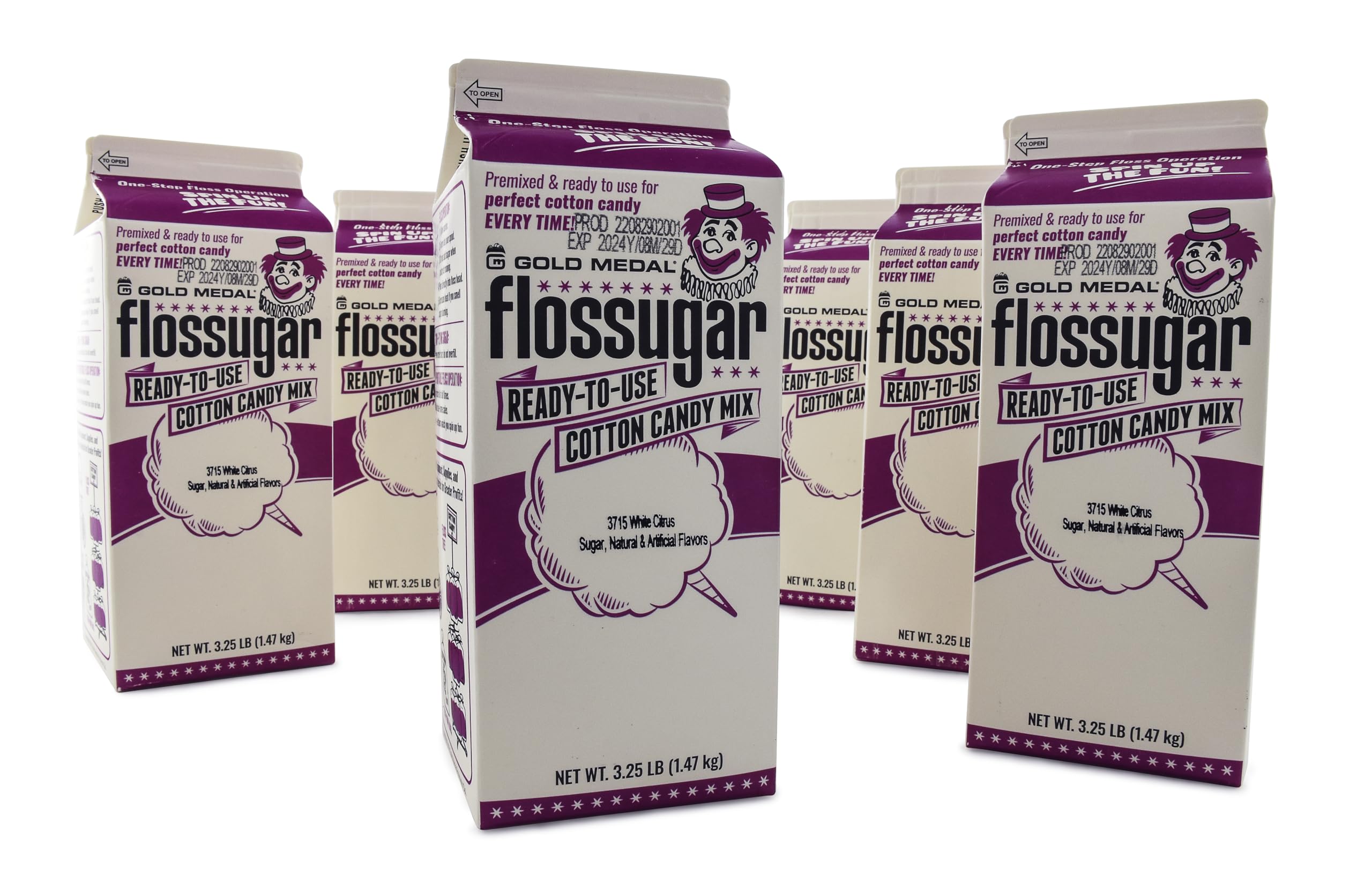 Snappy Gold Medal White Citrus Candy Flossugar, 52 Oz - 1/2 Gallon, Pack of 6