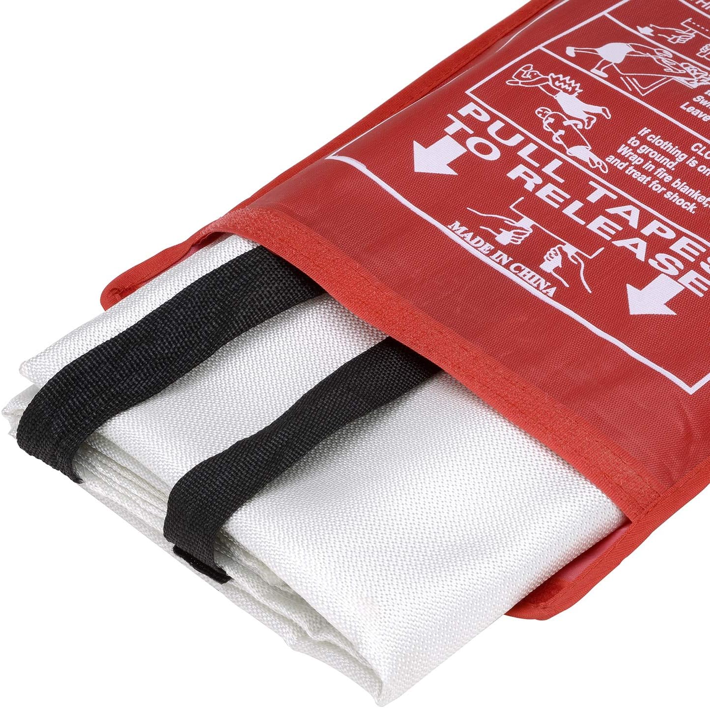 Super Big Clearance! JJ CARE Fire Blanket for Home 40x40 + 4 Hooks, Fire Suppression Blanket, Emergency Fire Blanket for People, Fire Blanket Kitchen, Emergency Use - White