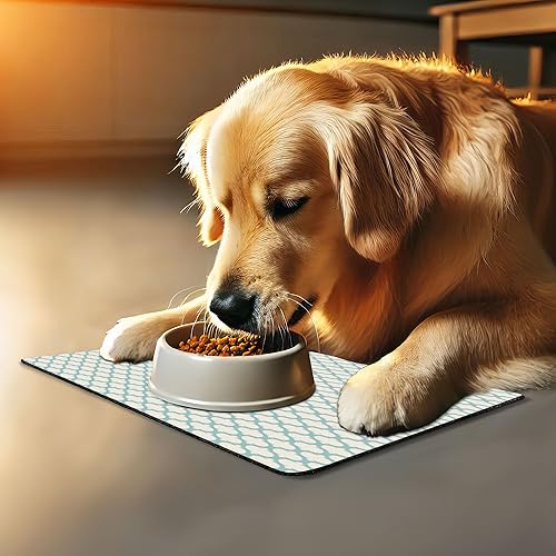 Miniatura 9 de Lunarable Tapete abstracto para mascotas para alimentos y agua, imagen antigua vintage retro antigua con impresión artística de remolinos florales,