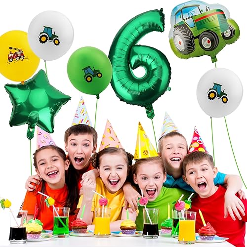 Miniatura 6 de 9 piezas de suministros de fiesta de cumpleaños de tractor, globos de tractor con cinta y pajita, globos de película de aluminio, decoraciones de