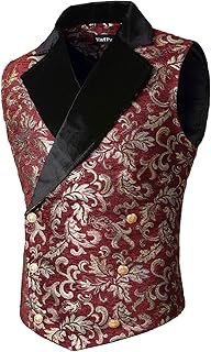 VATPAVE Mens Victorian Double Breasted Vest Gothic Steampunk Waistcoat