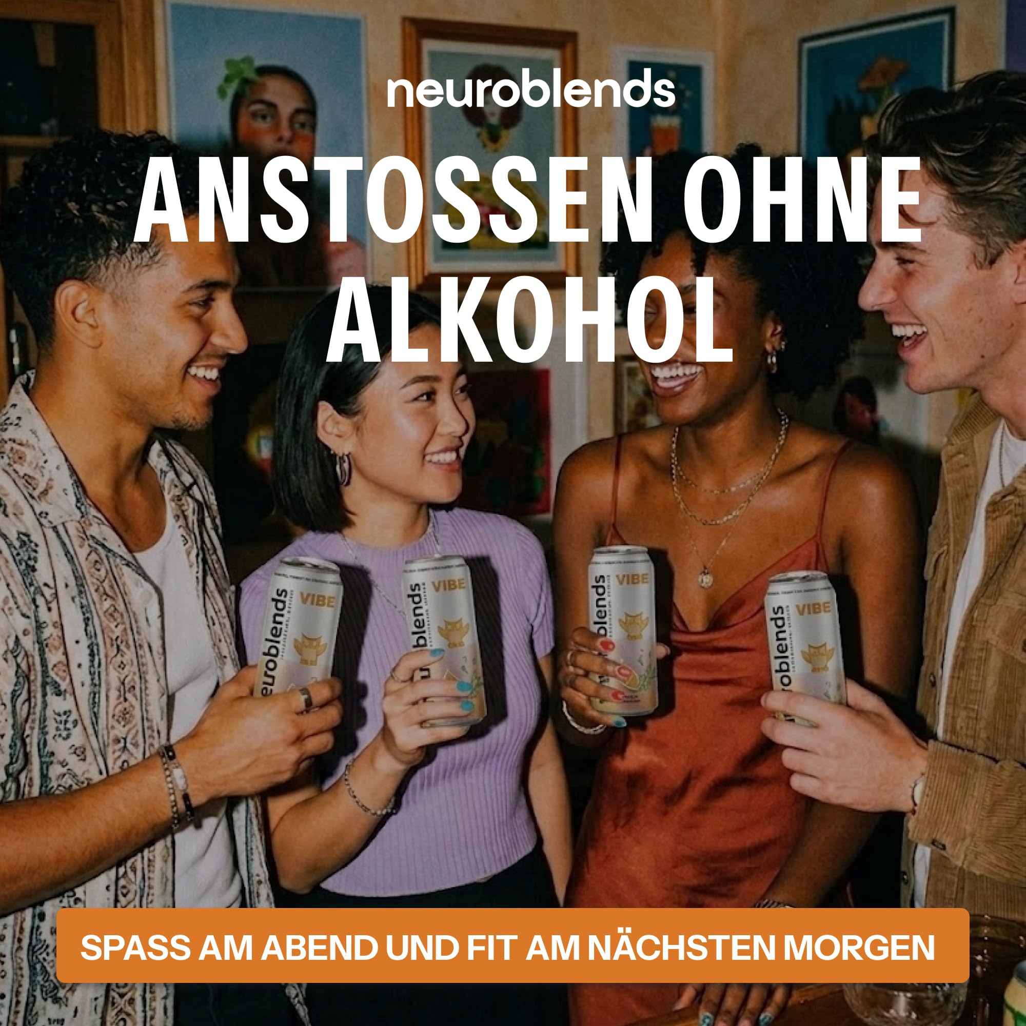 Neuroblends VIBE | Alkoholfreier Aperitif | Zero Zucker | 24x330ml | 0% Alkohol & 0 Kalorien | Party Drink ohne Kater | Alkoholfreier Cocktail in Dosen