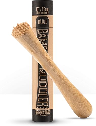 Piña Barware - Muddler profesional para cócteles, 10 pulgadas9.8 in, bambú con muddler dentado (un muddler)