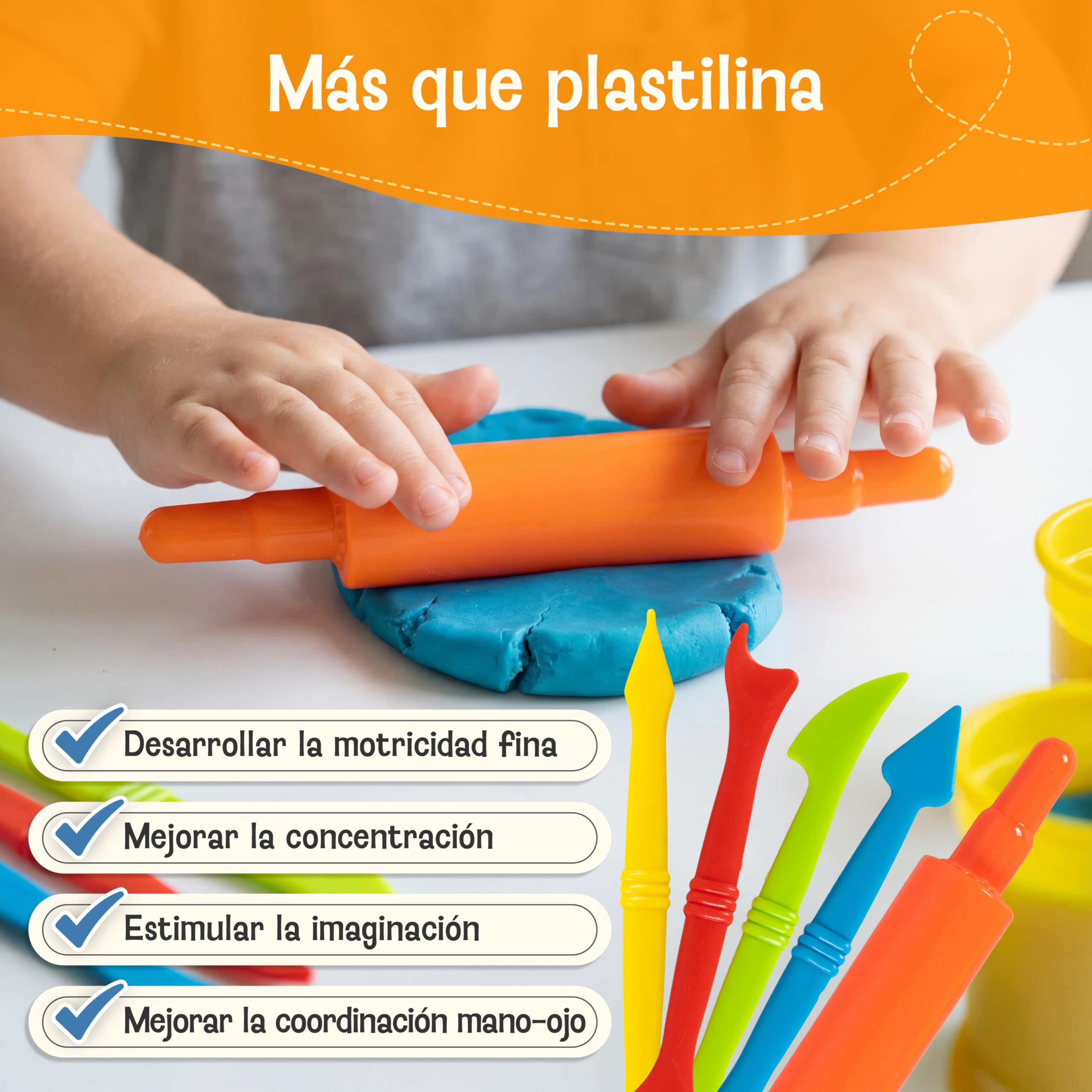 LIKARTO Set de plastilina Vegana para niños a Partir de 1 año – [10 Colores, 5 Herramientas, 10 Instrucciones de Modelado] – Plastilina Extra Suave y no tóxica – Juguete Creativo para niñas y niños — view 5