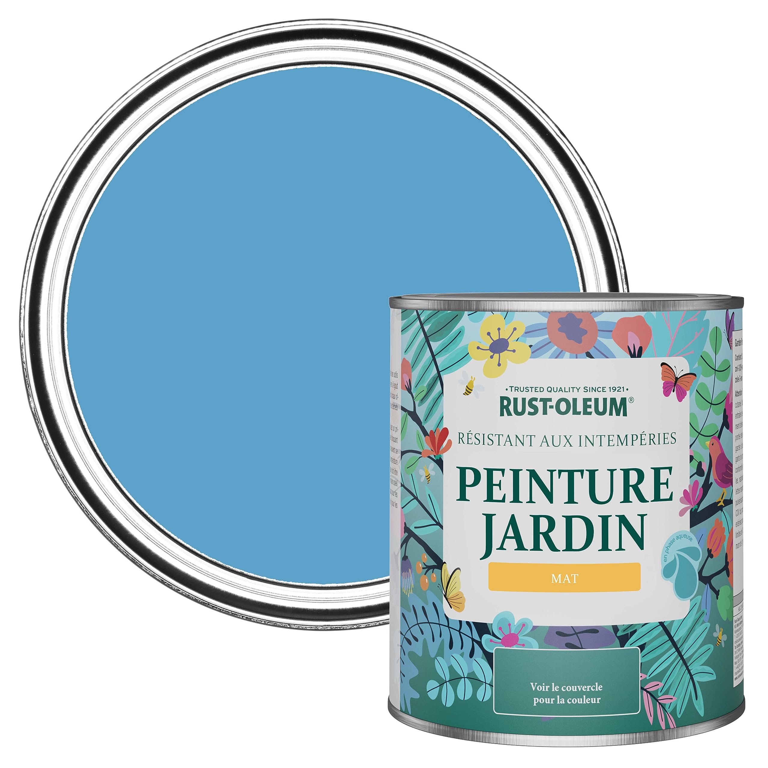 Rust-Oleum Peinture Bleue Résistante à l'humidité pour Jardins, Finition Mate - Céruléen 750ml