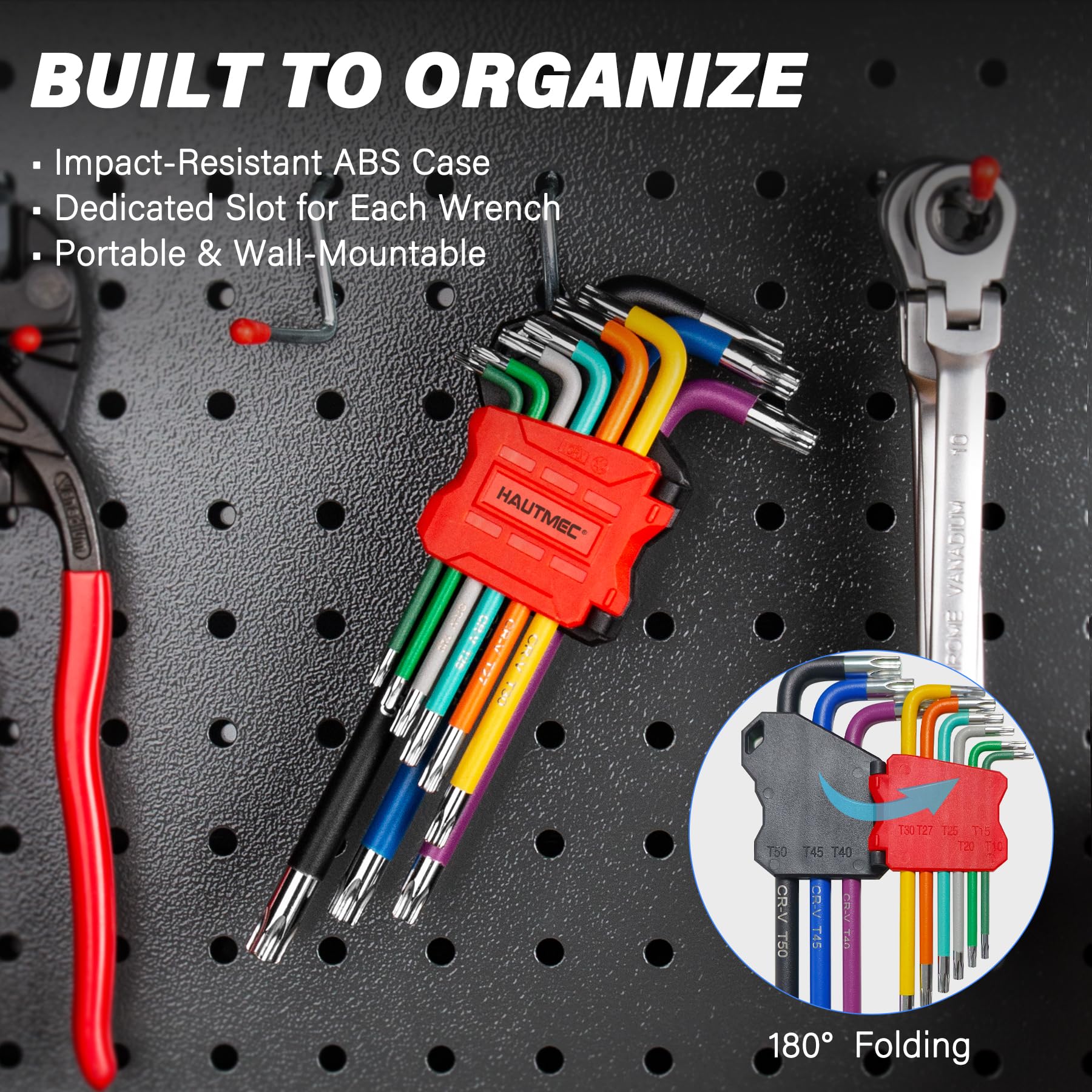 HAUTMEC 9PCS Torx Star Key Set, T10-T50 Star Allen Wrench with