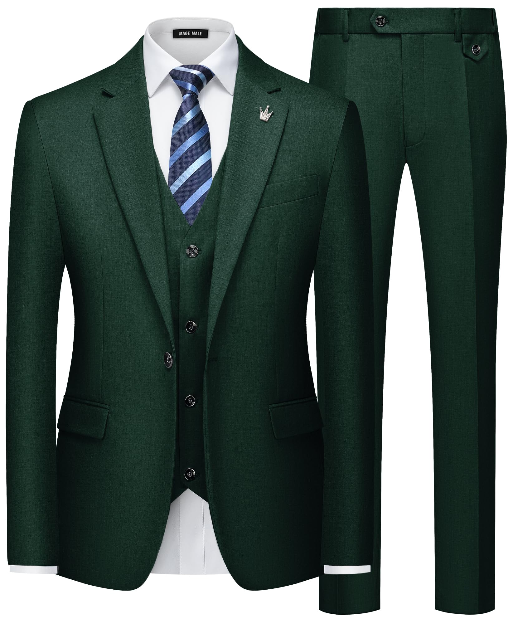 MAGE MALE Mens Suits Slim Fit 3 Piece Elegant Tuxedo Suit Set for Business