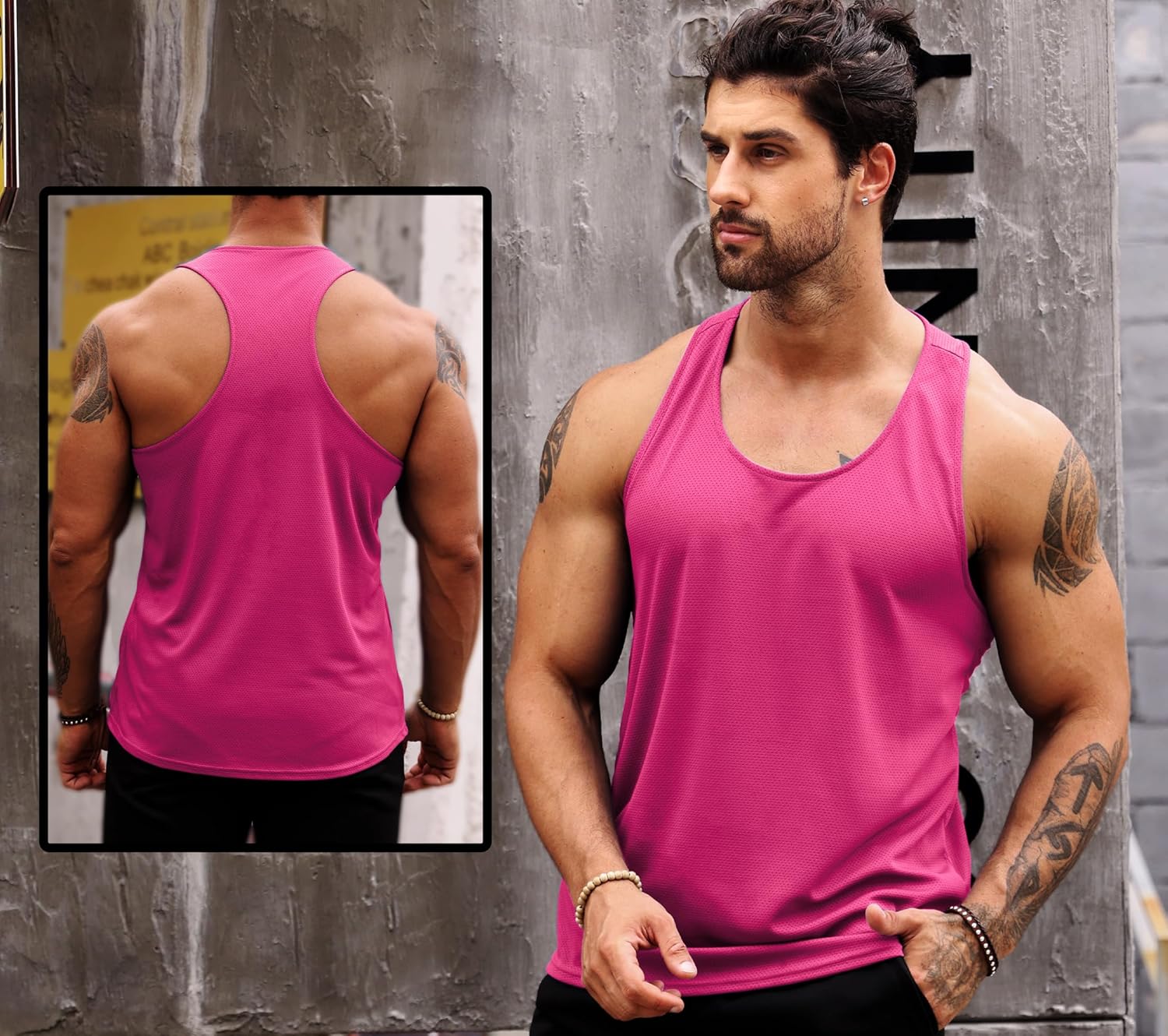 Babioboa Men's Tank Tops Gym Muscle Shirts Mesh Quick Dry Bodybuilding Sleeveless T-Shirt Y-Back Workout Sports Fitness - Image 2