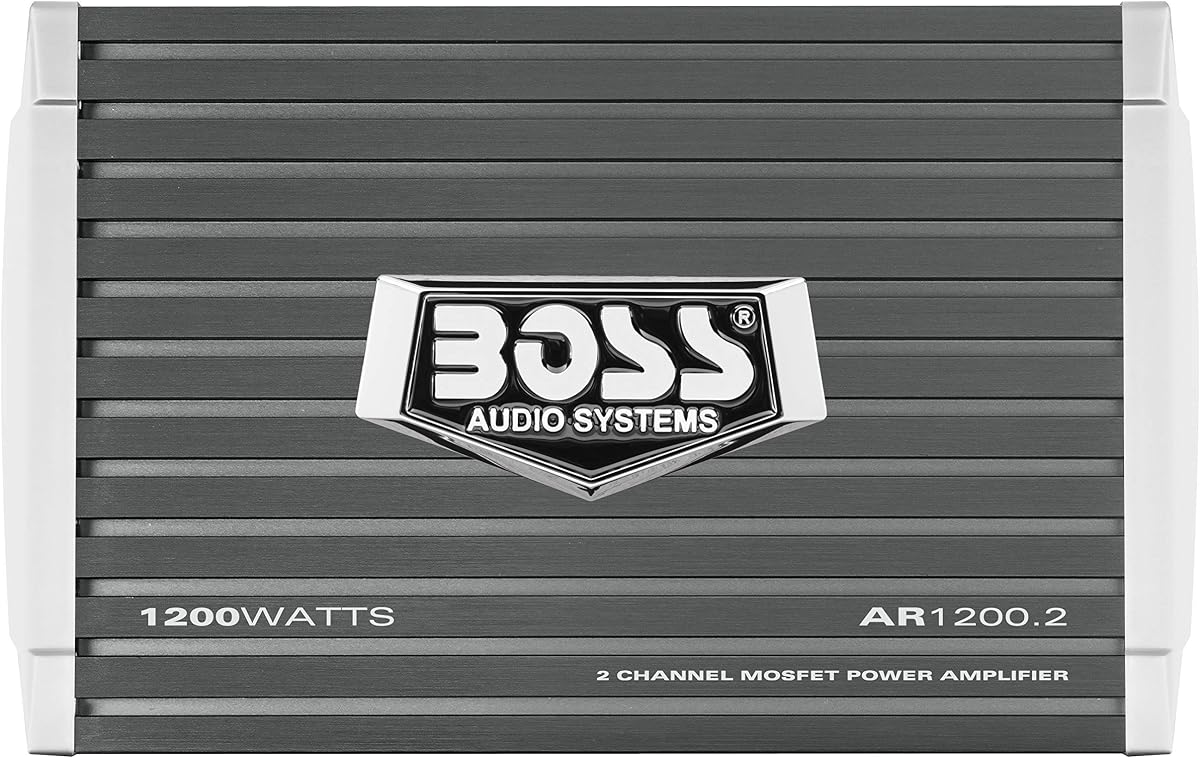 AR1200.2 Amplificador para automóvil de 2 canales - 1200 Watts, rango completo, Clase AB, 2-4 ohmios estable, fuente de alimentación Mosfet, puenteable, negro, 1200 WATTS